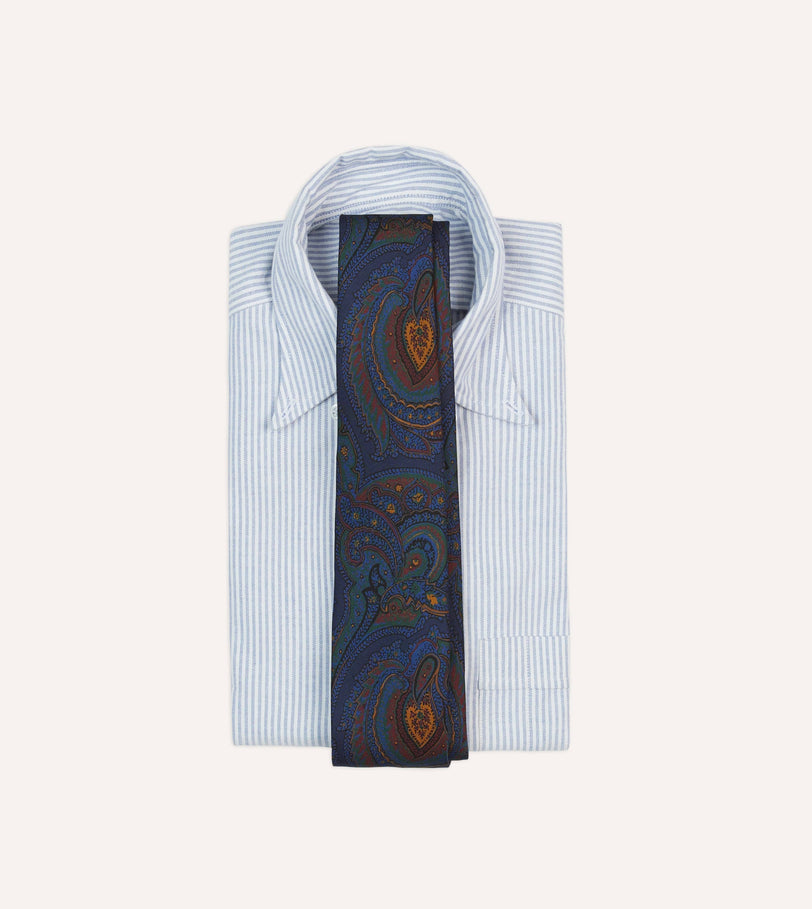 Purple Paisley Print Madder Silk Self-Tipped Tie