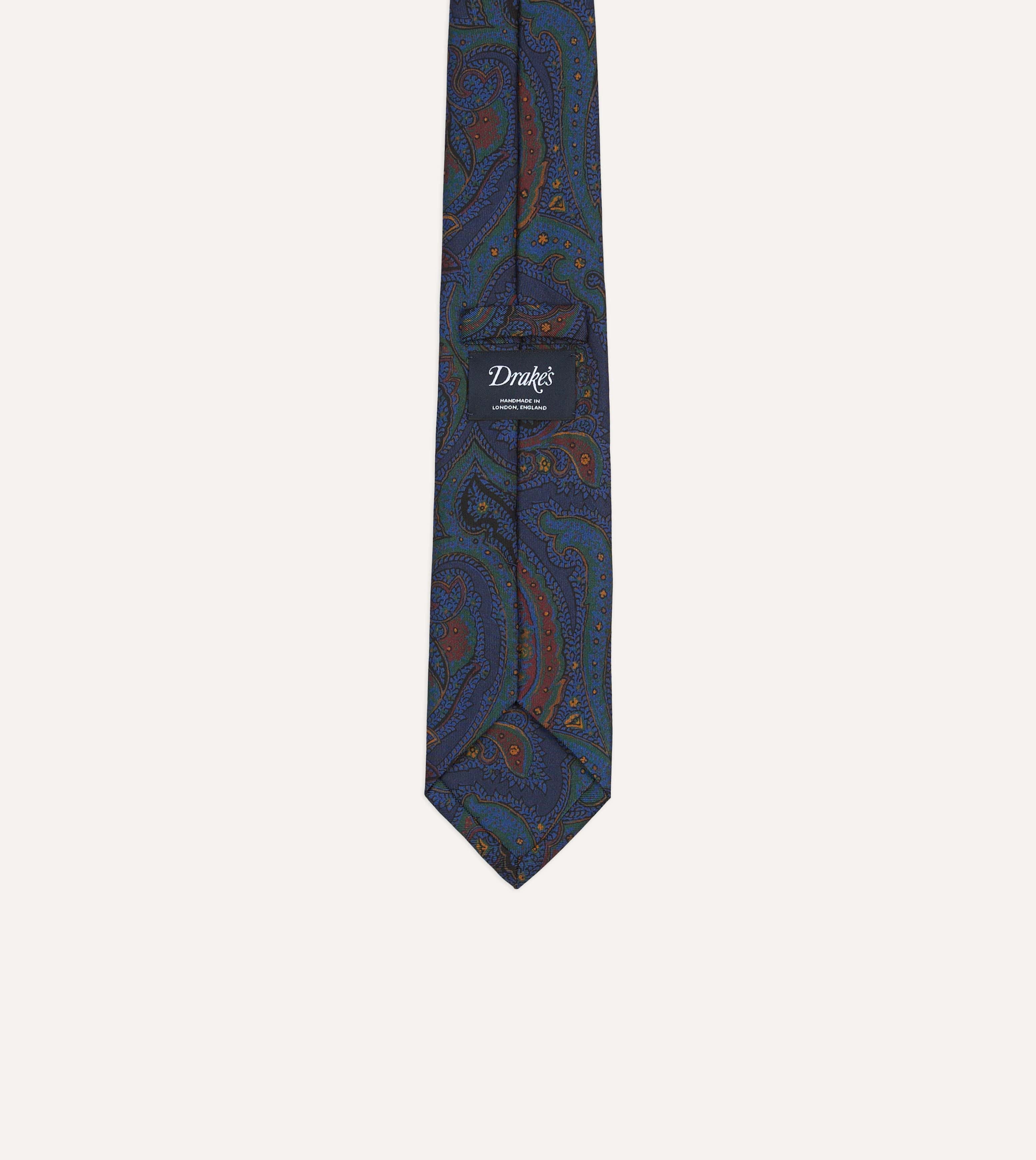 Purple Paisley Print Madder Silk Self-Tipped Tie