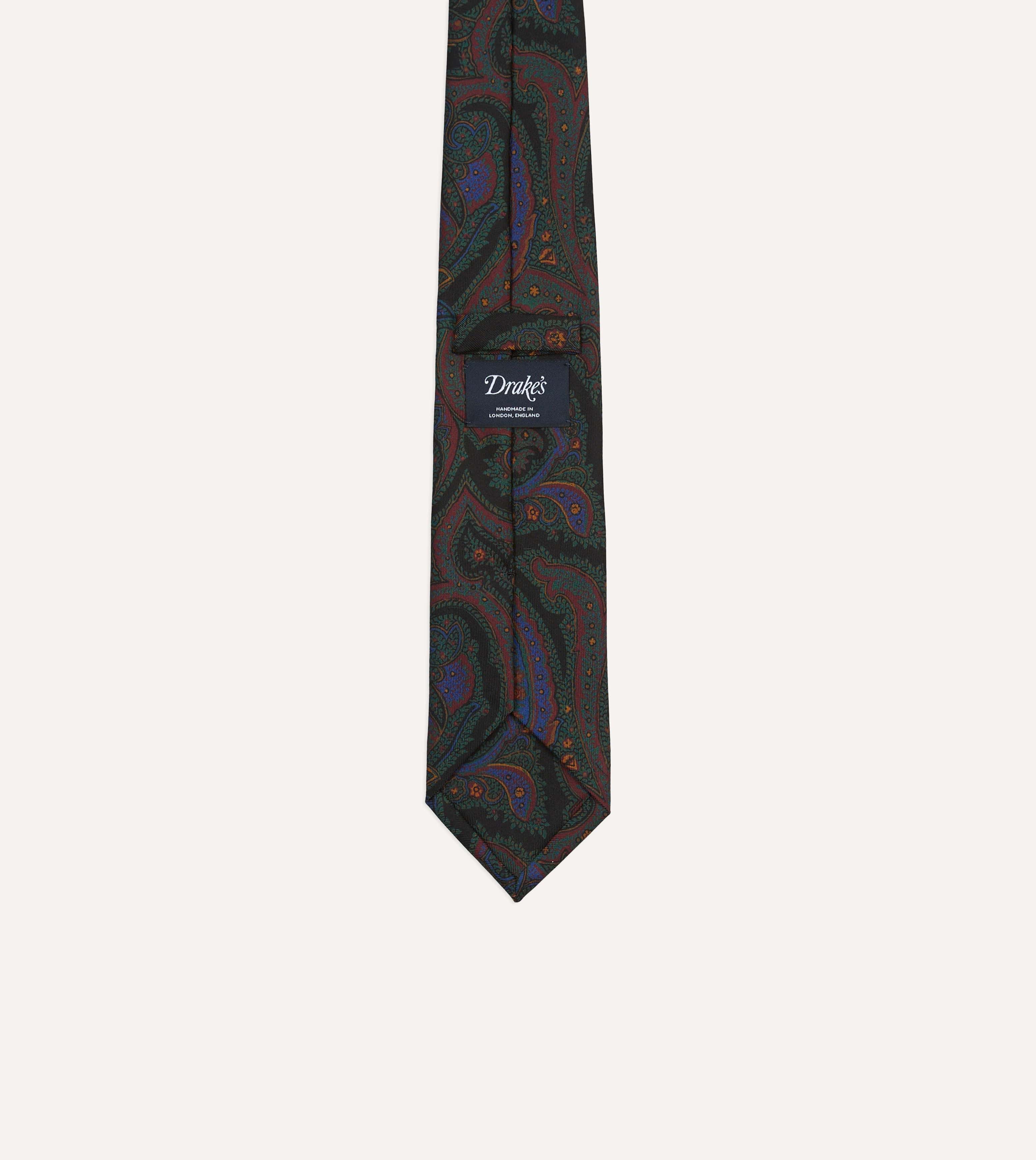 Black Paisley Print Madder Silk Self-Tipped Tie