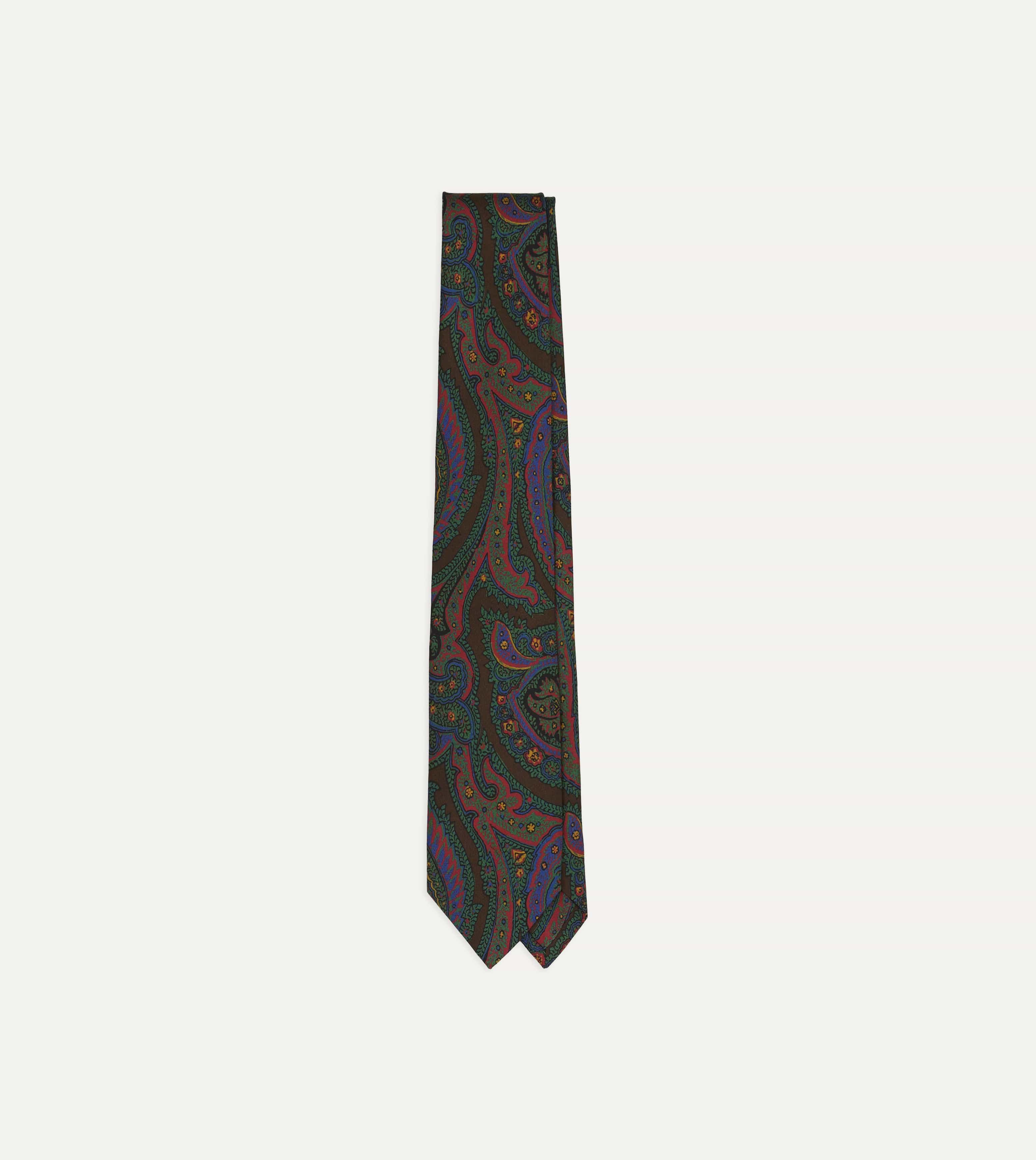 Brown Paisley Print Madder Silk Self-Tipped Tie