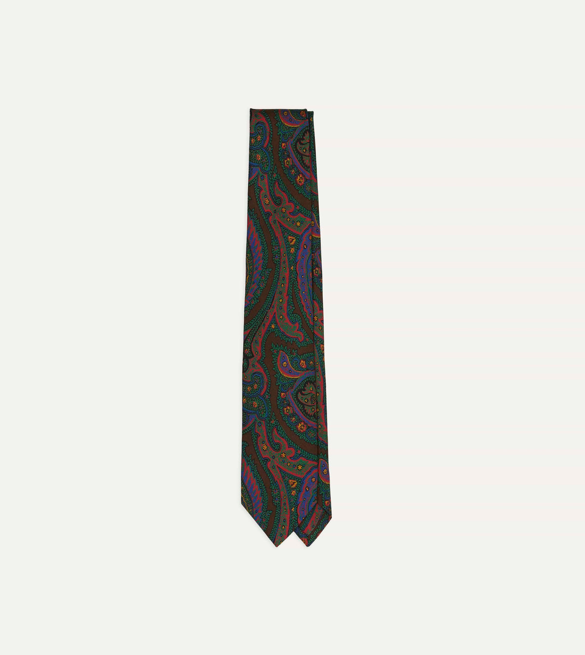 Brown Paisley Print Madder Silk Self-Tipped Tie