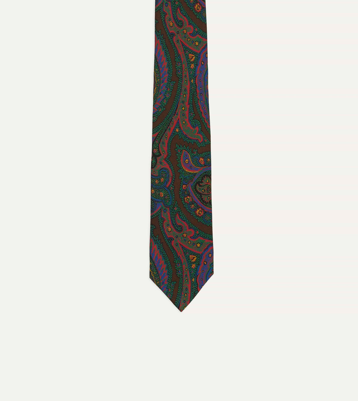 Brown Paisley Print Madder Silk Self-Tipped Tie