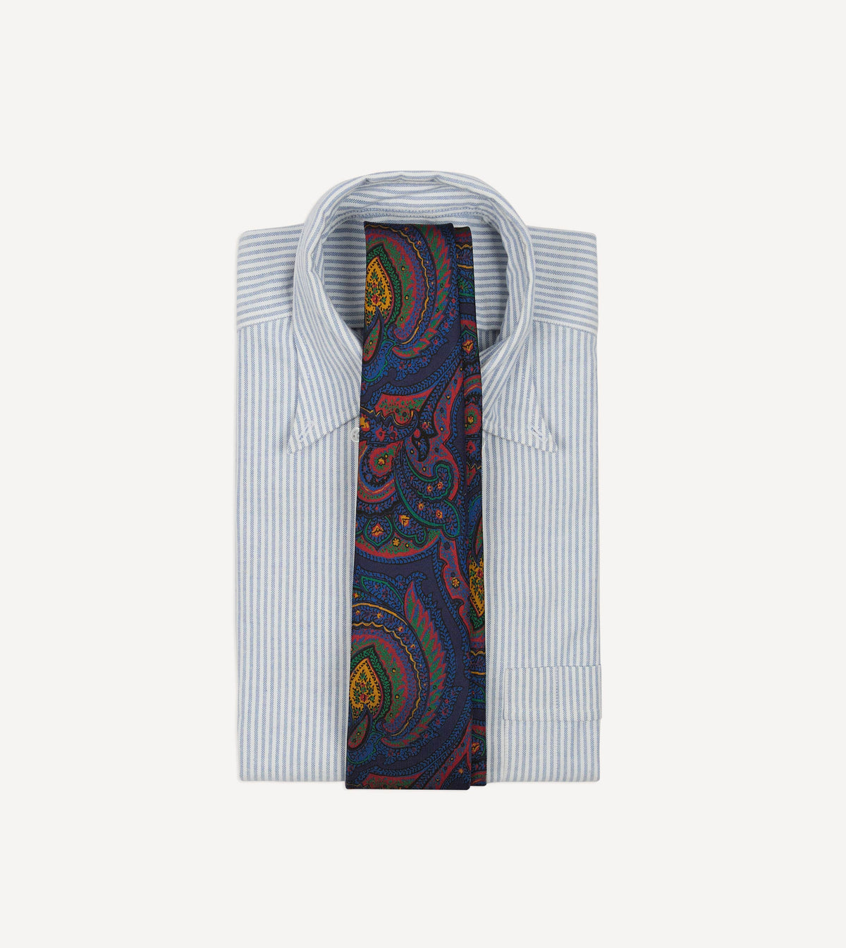 Navy Paisley Print Madder Silk Self-Tipped Tie