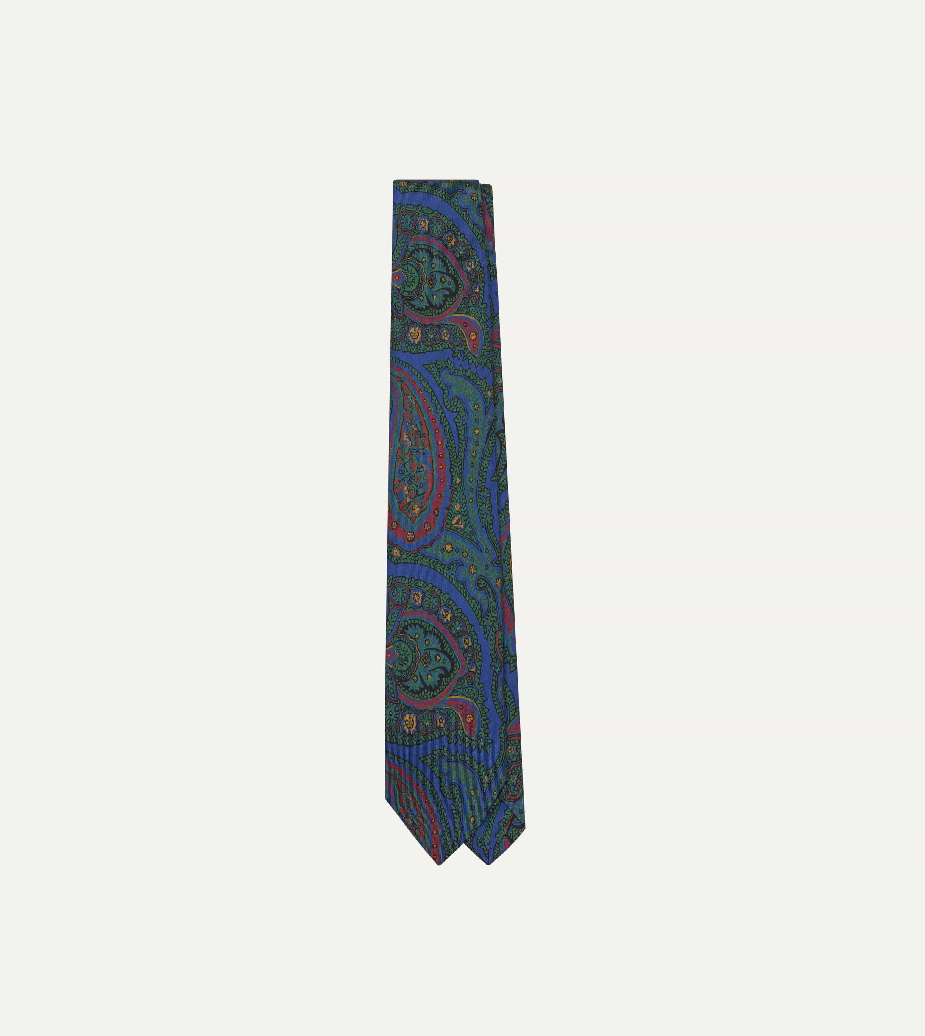 Blue Paisley Print Madder Silk Self-Tipped Tie