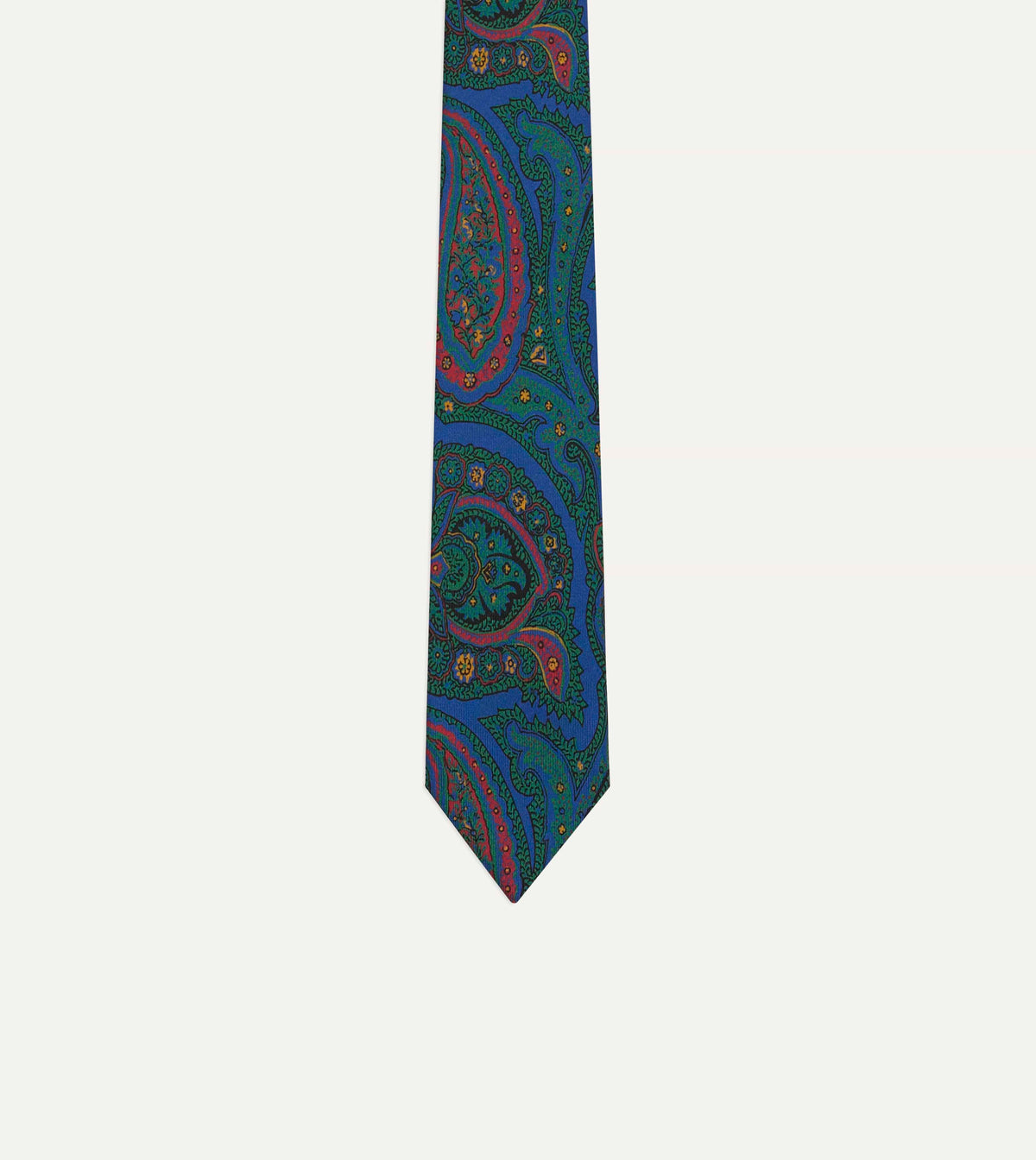 Blue Paisley Print Madder Silk Self-Tipped Tie