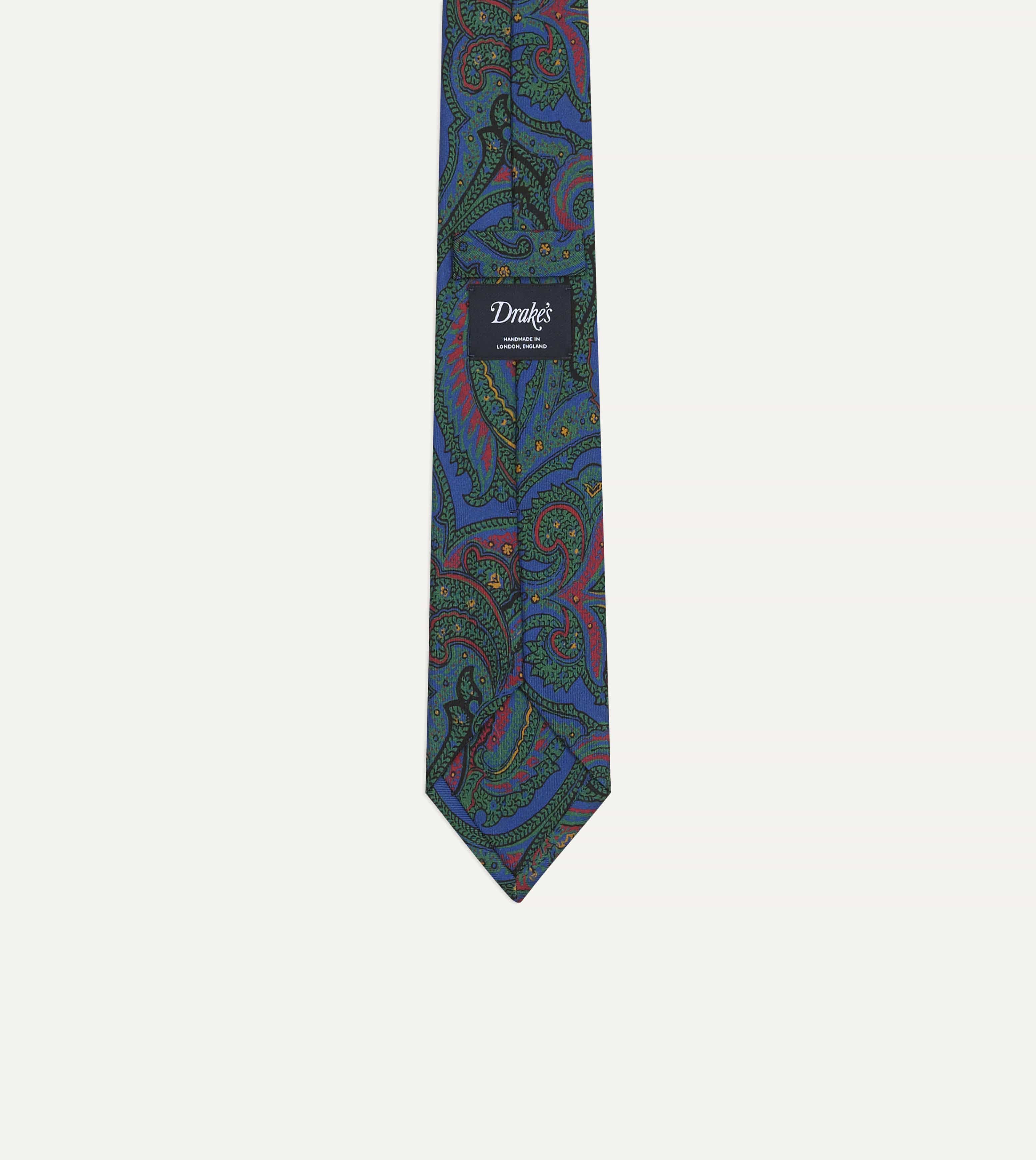 Blue Paisley Print Madder Silk Self-Tipped Tie