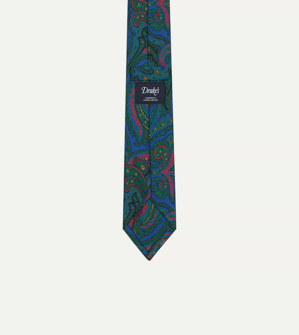 Blue Paisley Print Madder Silk Self-Tipped Tie