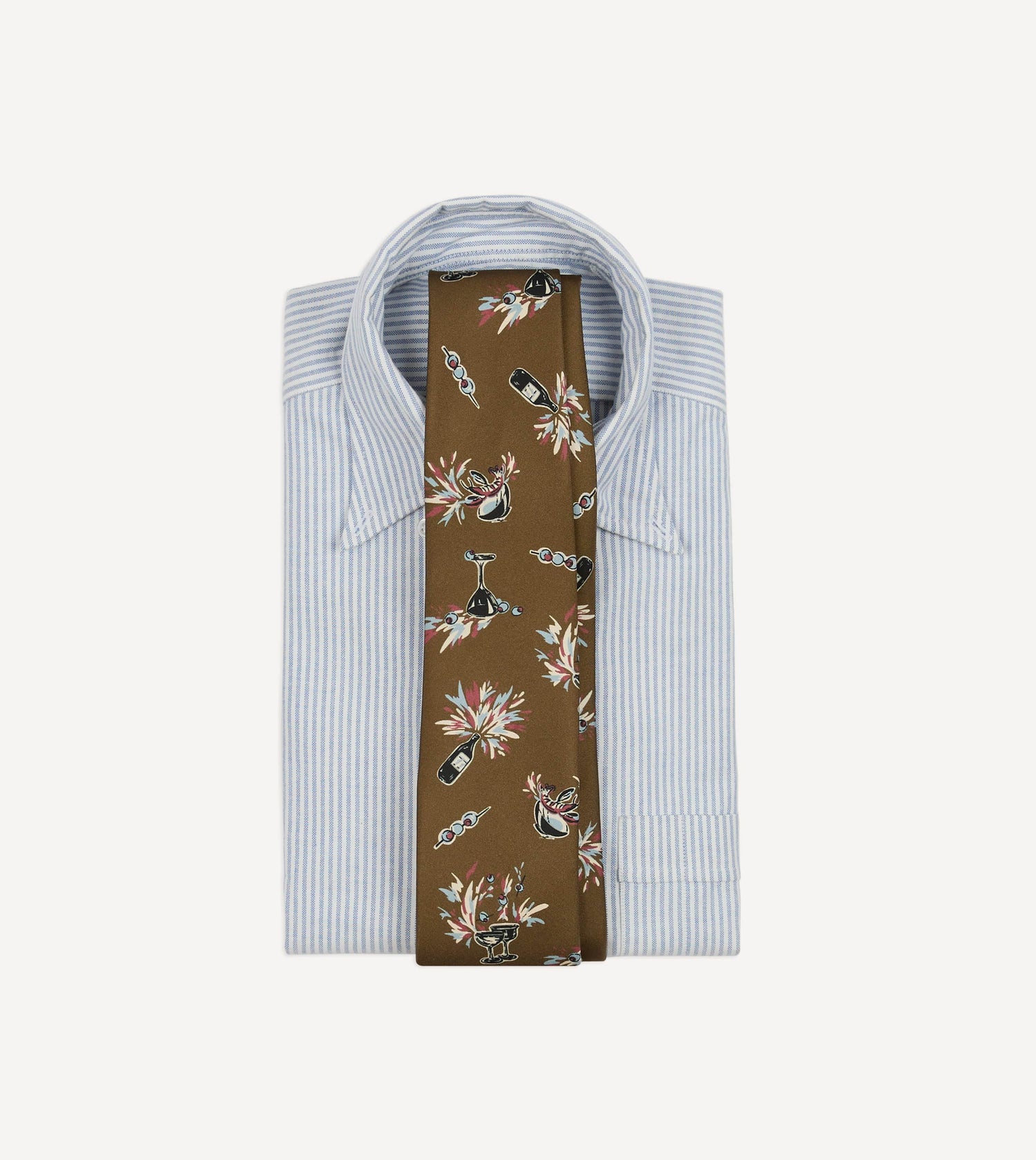 Martini Print Silk Self Tipped Tie