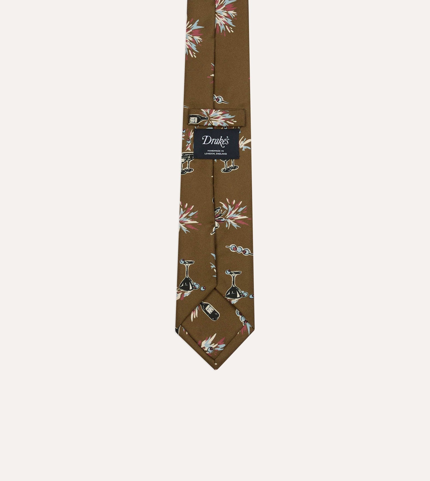 Martini Print Silk Self Tipped Tie