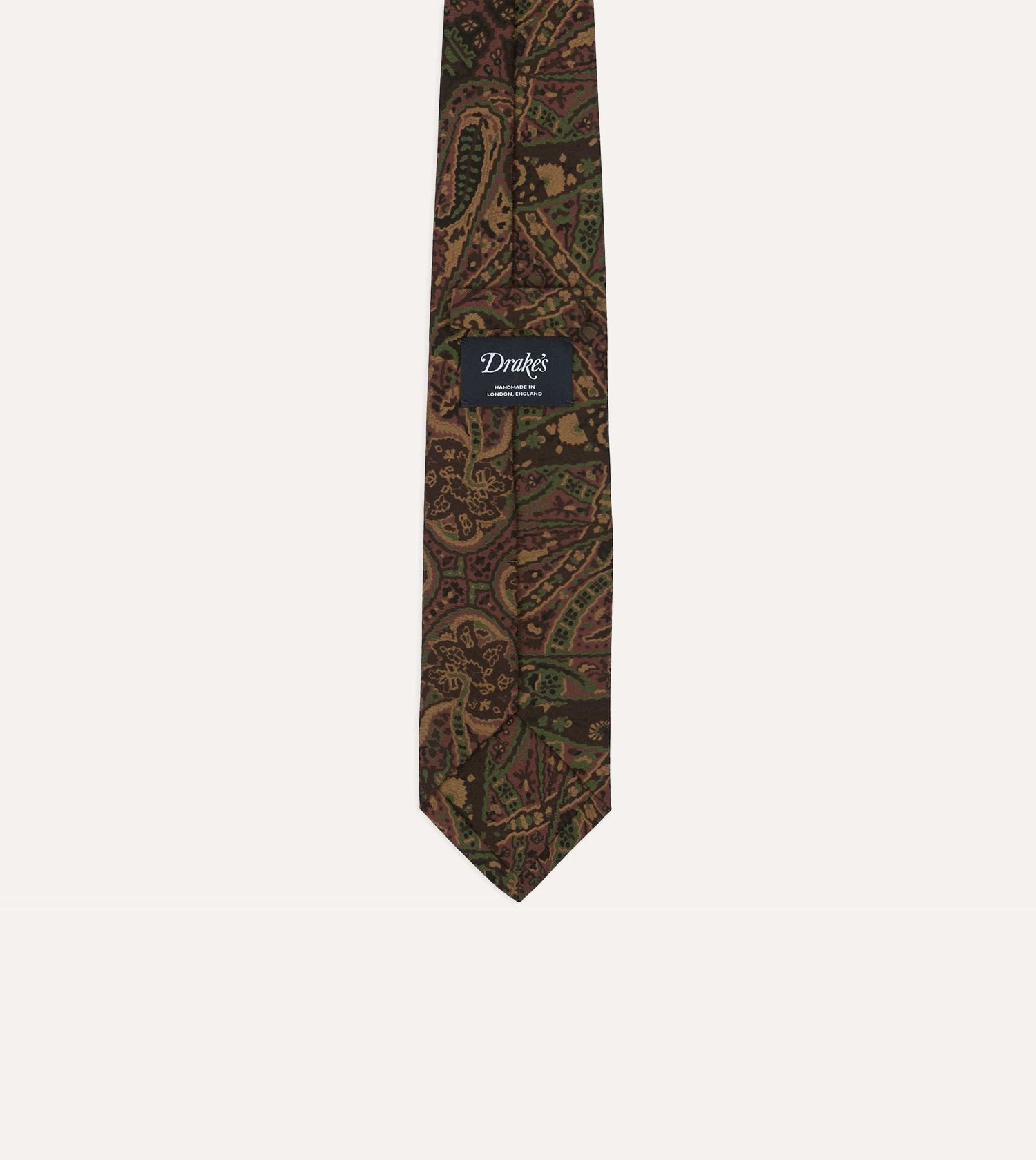 Brown Painted Paisley Wool-Silk Self Tipped Tie