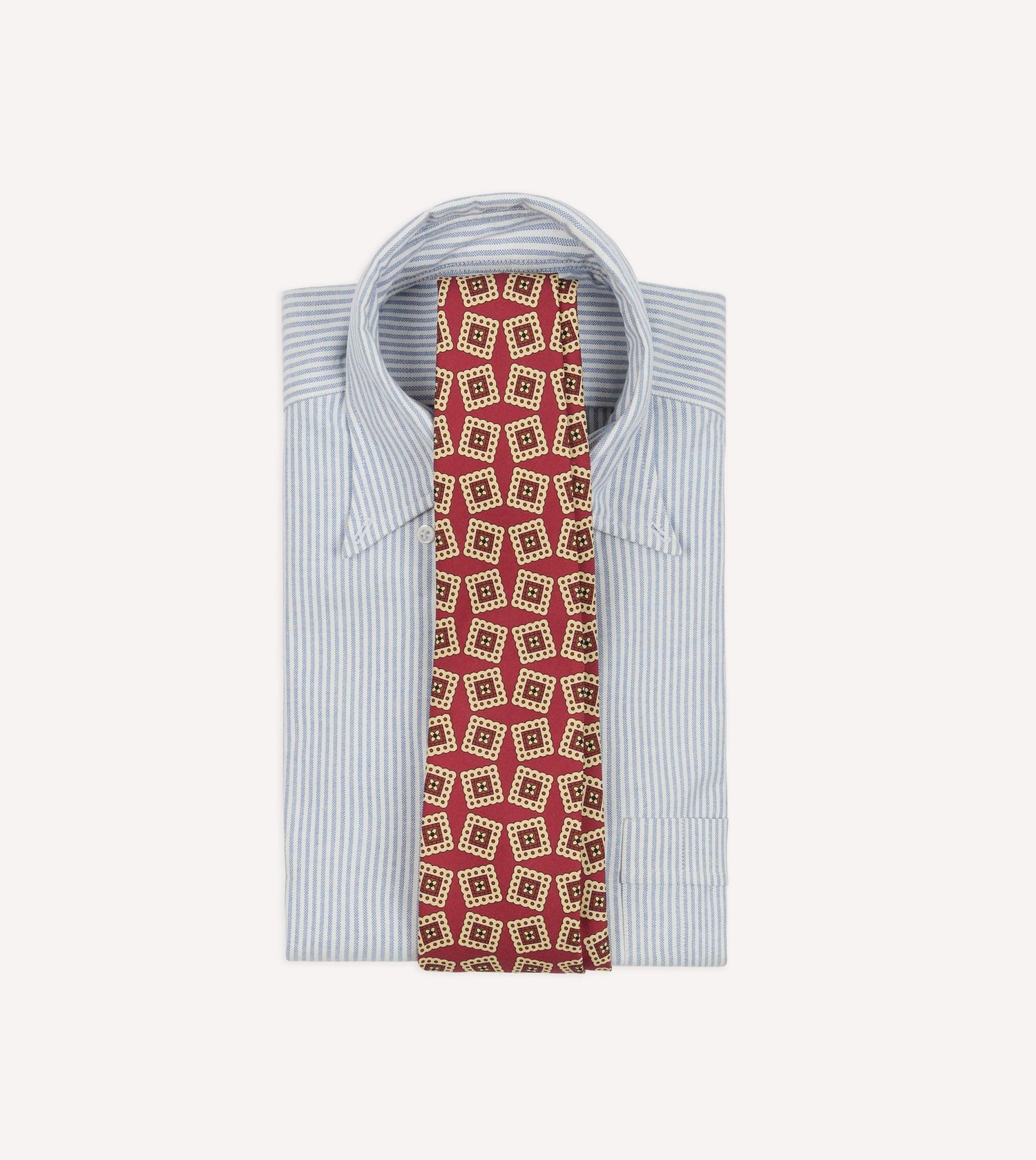 Red Jumbled Medallion Print Silk Self Tipped Tie