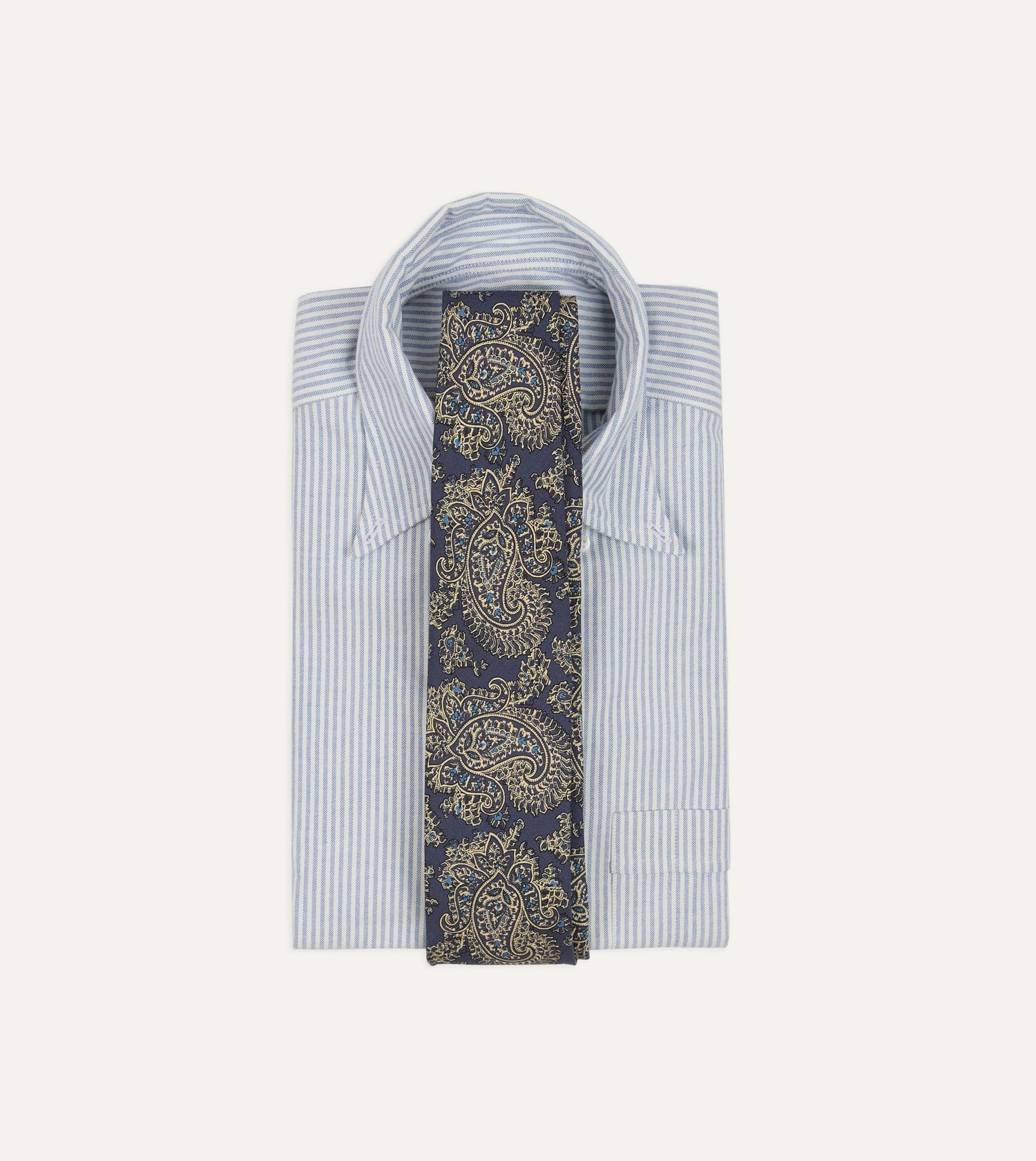 Blue Floral Paisley Print Silk Self Tipped Tie