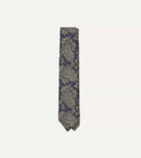 Blue Floral Paisley Print Silk Self Tipped Tie