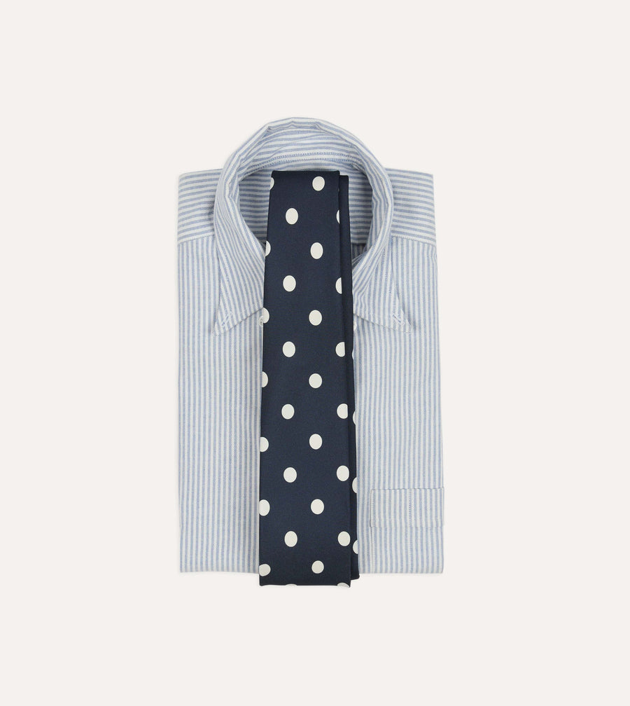 Black Large Polka Dot Silk Self-Tipped Tie