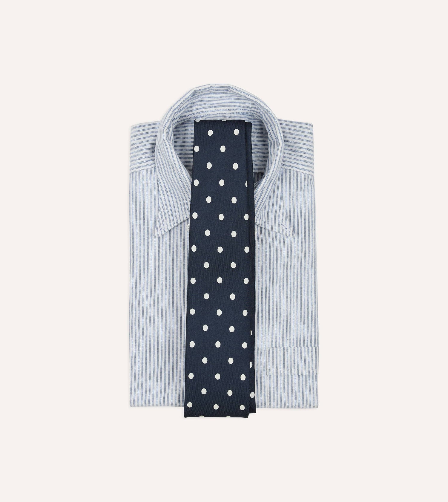 Navy Mini Polka Dot Silk Self-Tipped Tie