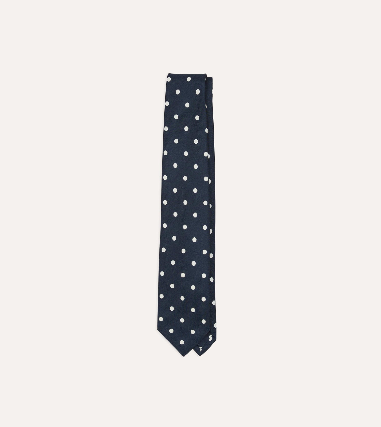 Navy Mini Polka Dot Silk Self-Tipped Tie