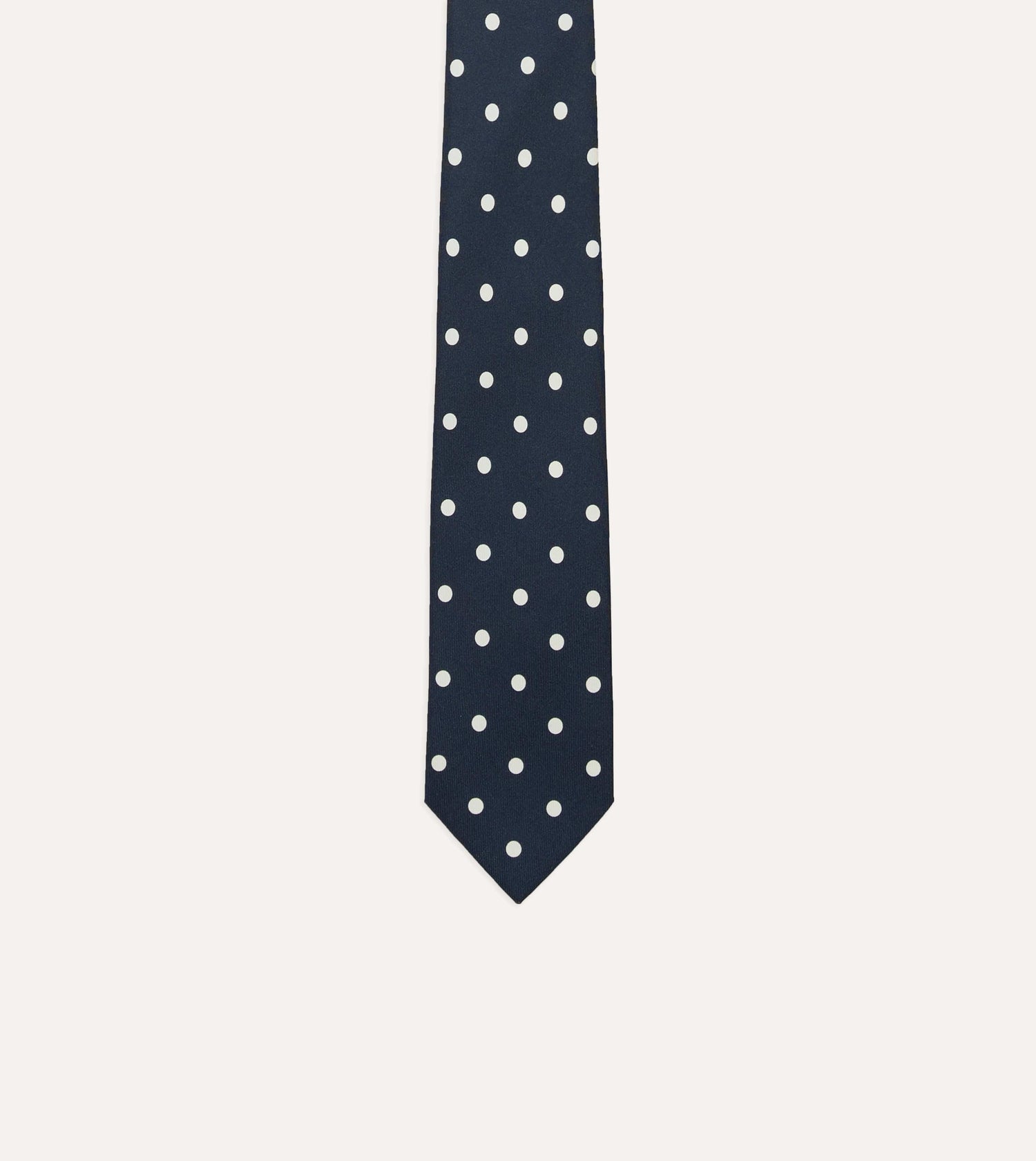 Navy Mini Polka Dot Silk Self-Tipped Tie
