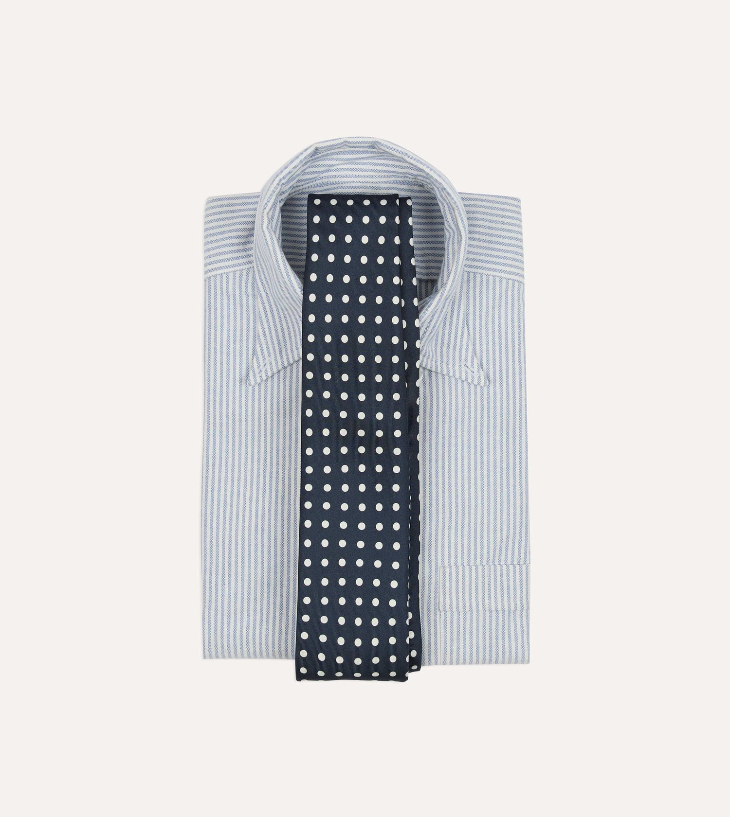 Navy Polka Dots Silk Self-Tipped Tie