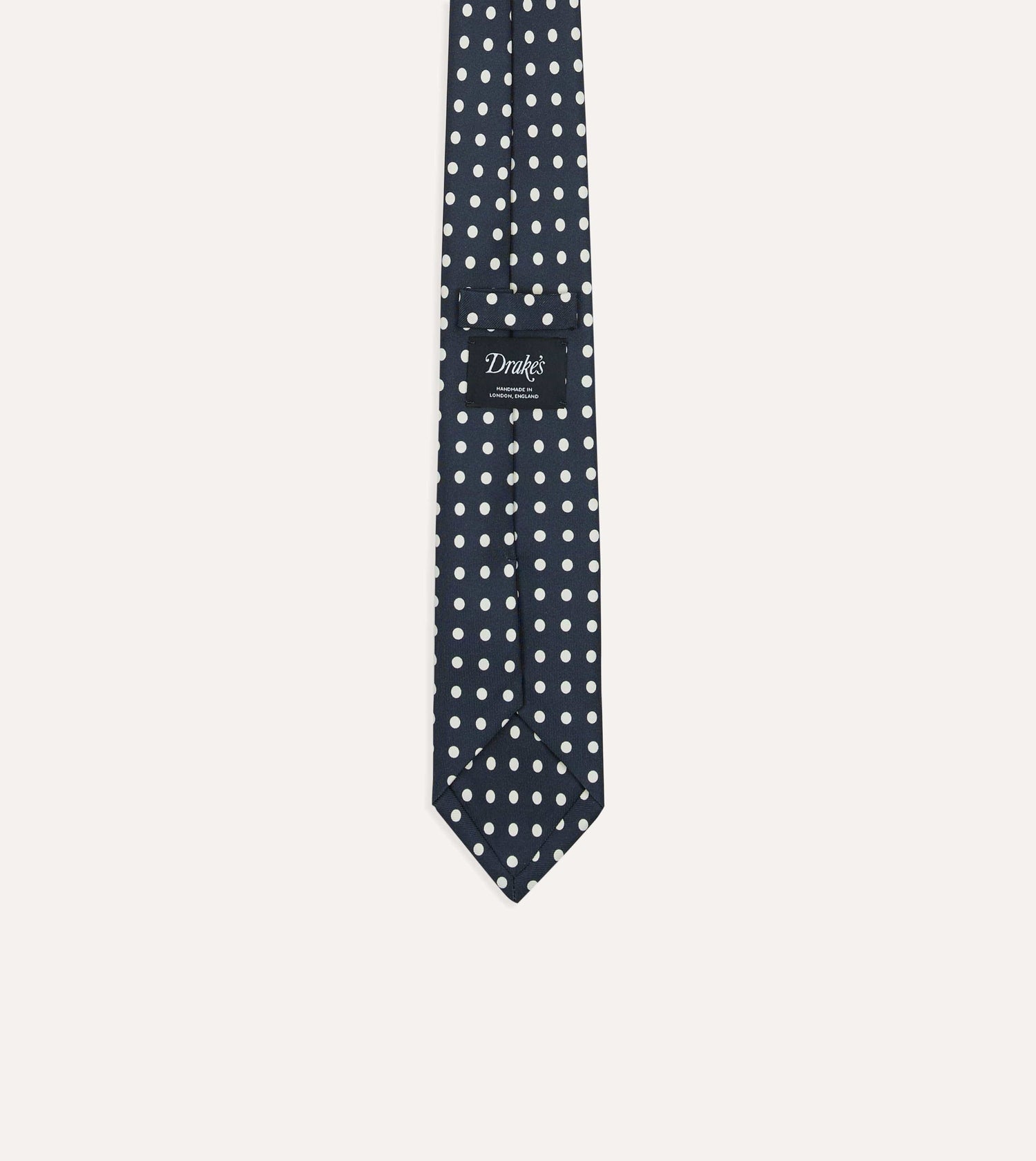 Navy Polka Dots Silk Self-Tipped Tie