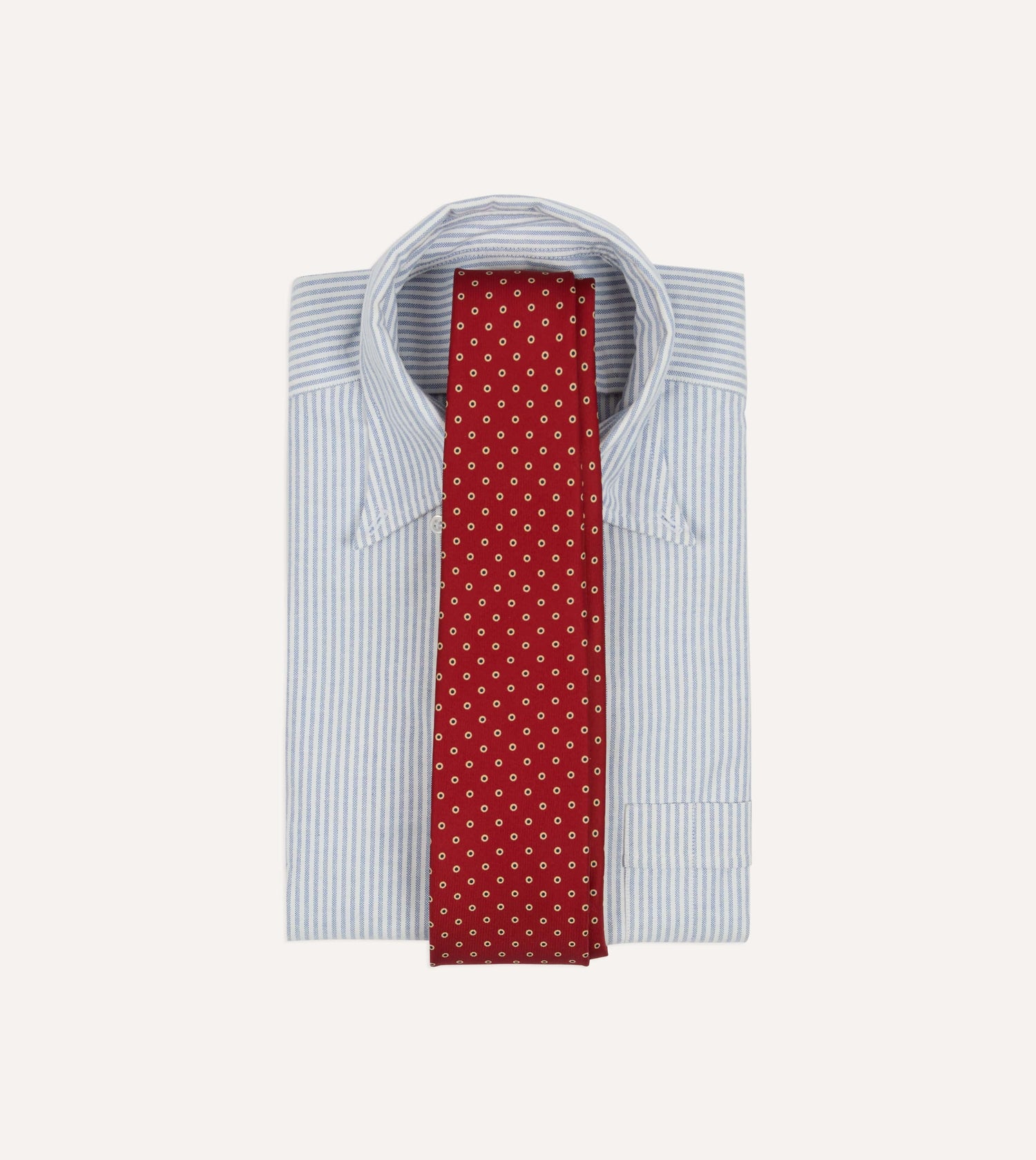 Red Dotted Circle Print Silk Self-Tipped Tie