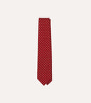 Red Dotted Circle Print Silk Self-Tipped Tie