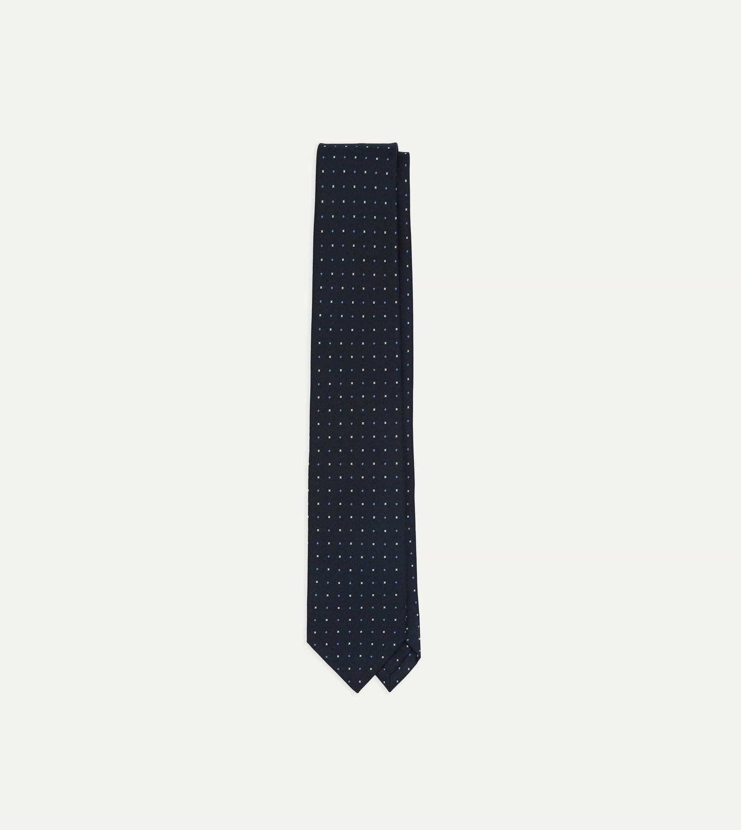 Navy Crosses Print Silk Self Tipped Tie