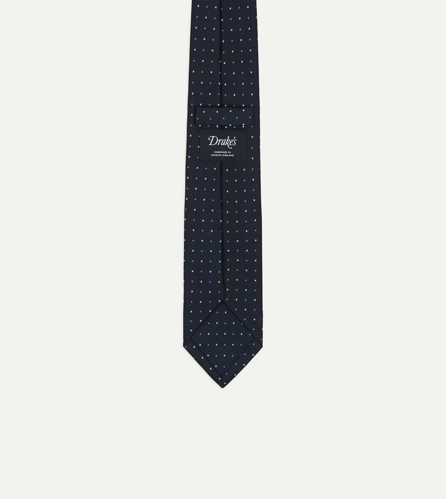 Navy Crosses Print Silk Self Tipped Tie