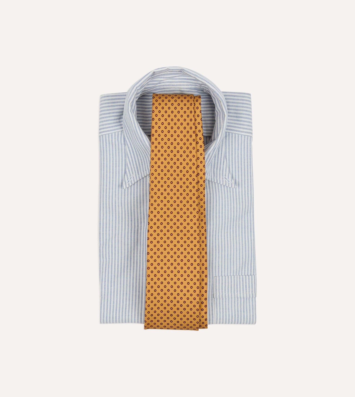 Gold Flowers Print Silk Self Tipped Tie