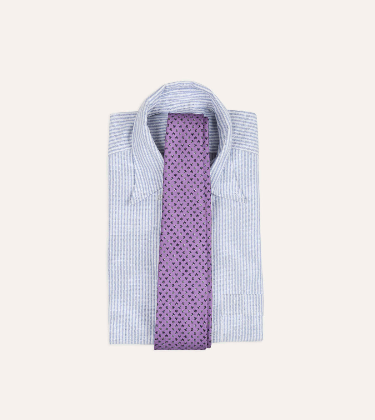 Purple Flowers Print Silk Self Tipped Tie