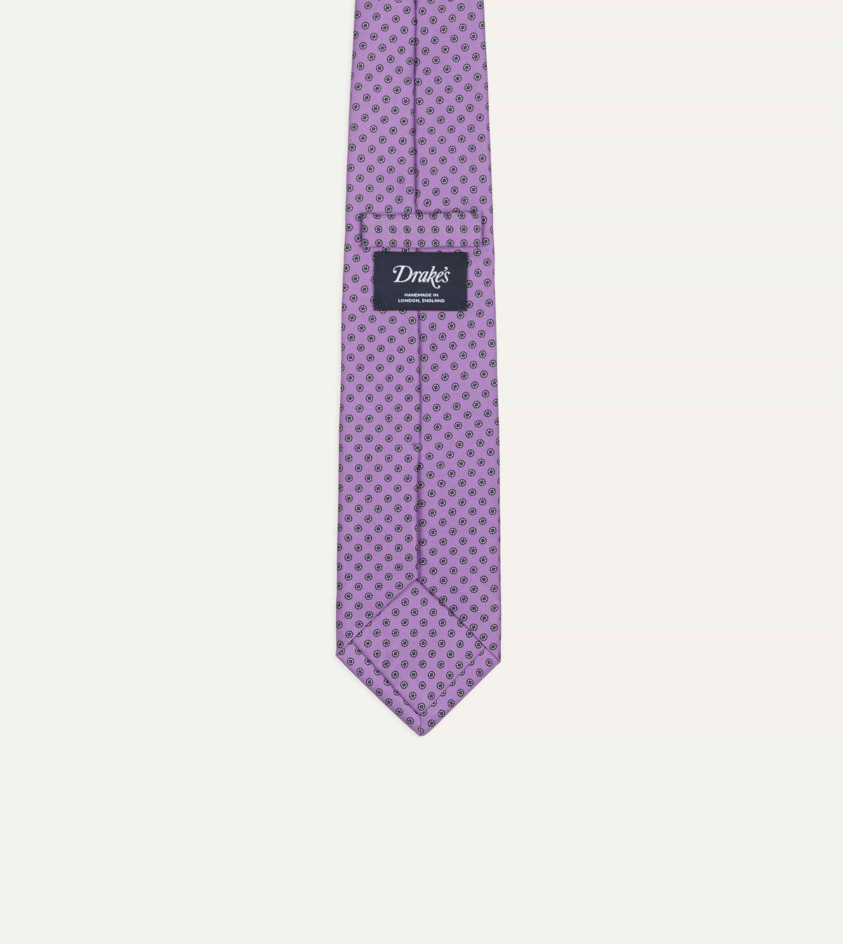 Purple Flowers Print Silk Self Tipped Tie