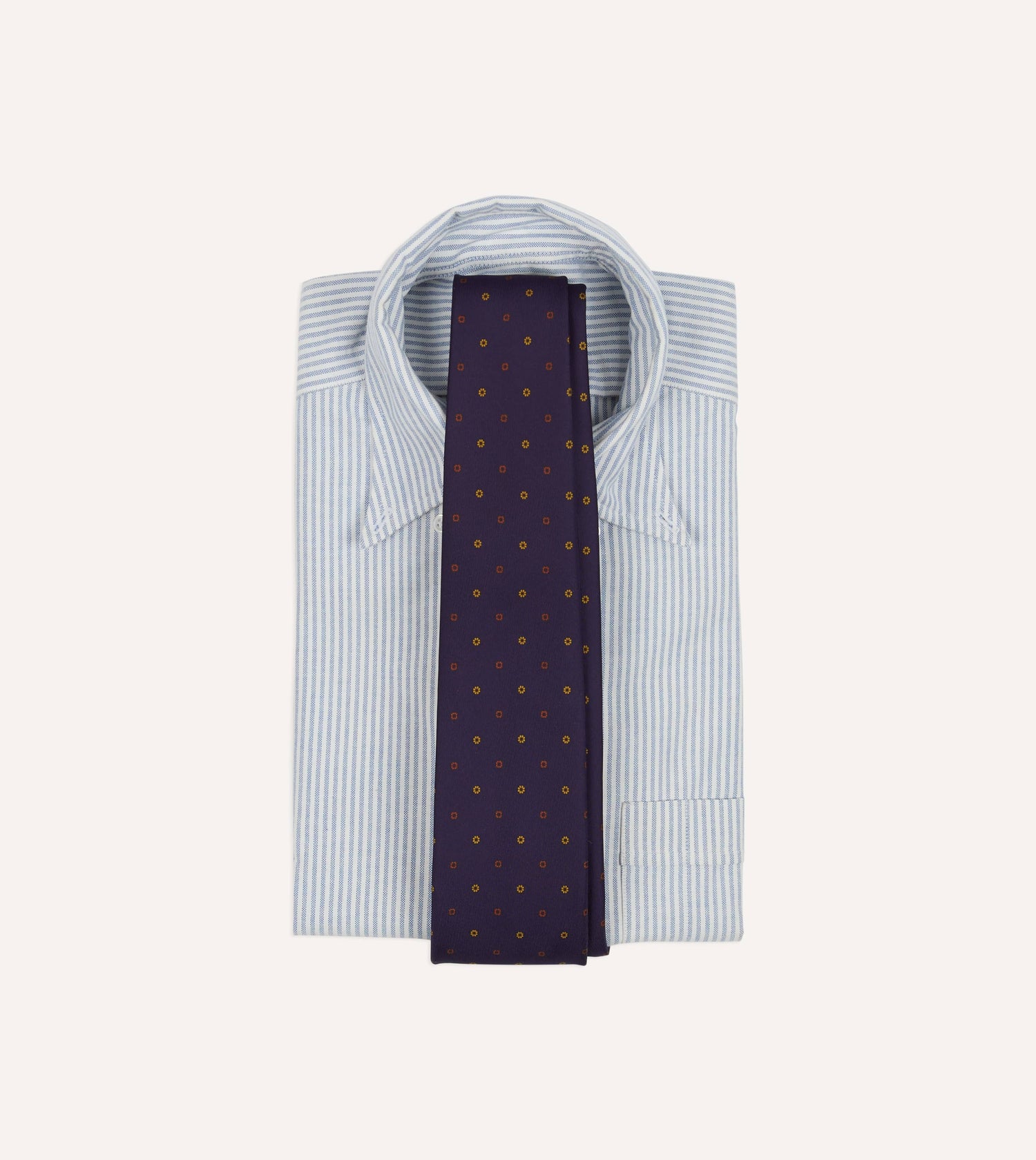Purple Flowers and Diamonds Print Silk Self Tipped Tie