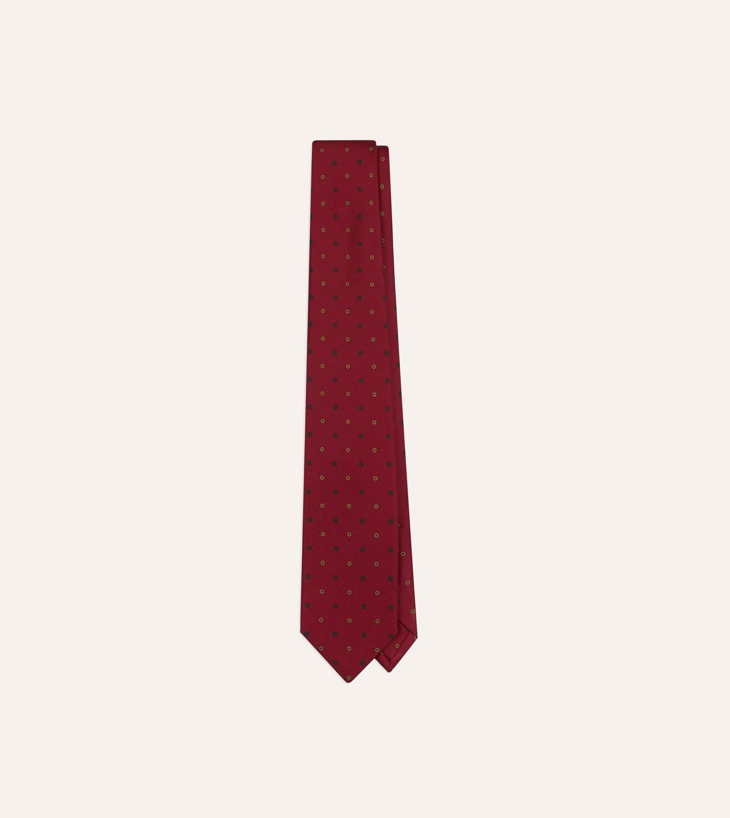 Orange Flowers and Diamonds Print Silk Self Tipped Tie