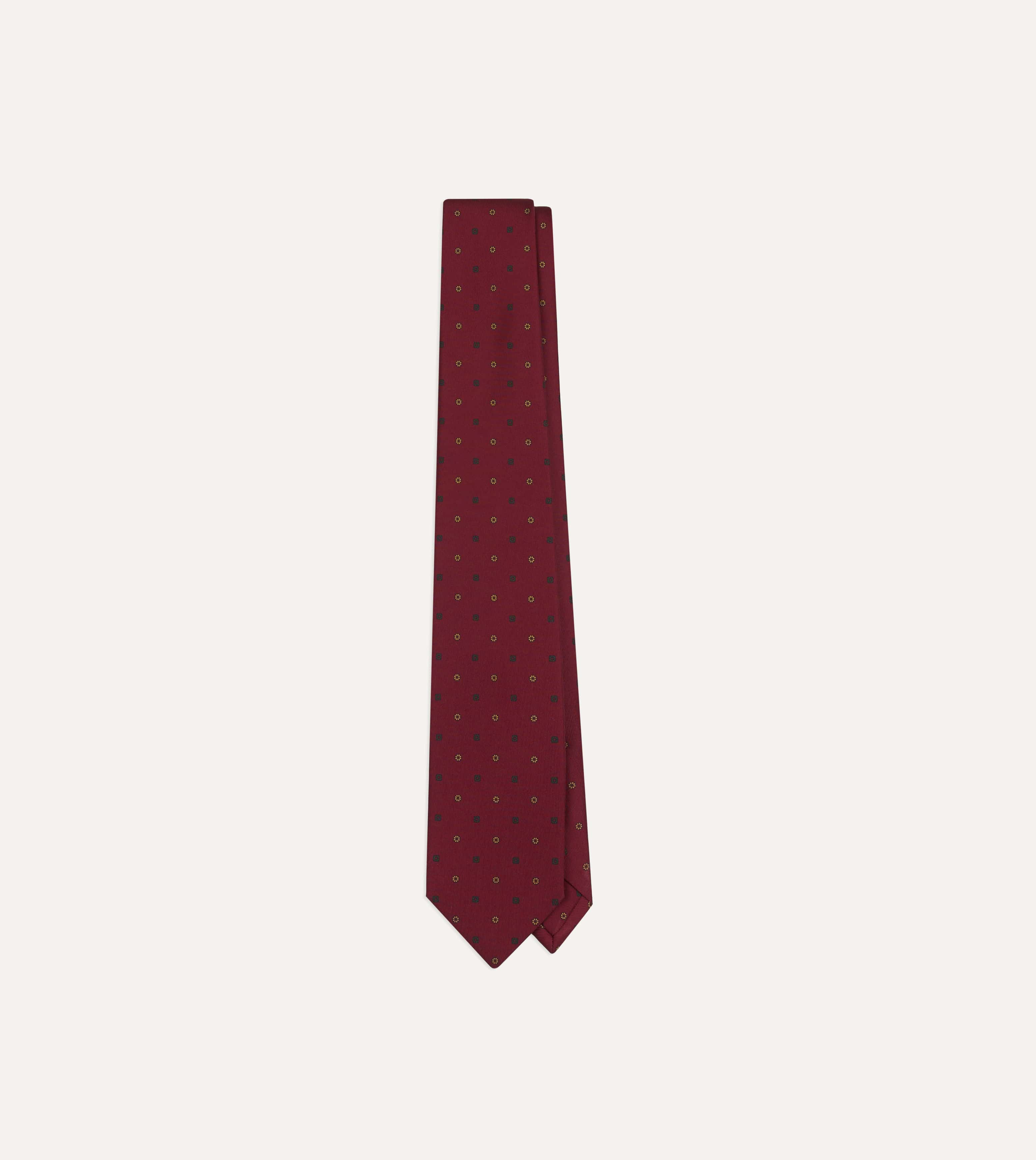 Orange Flowers and Diamonds Print Silk Self Tipped Tie