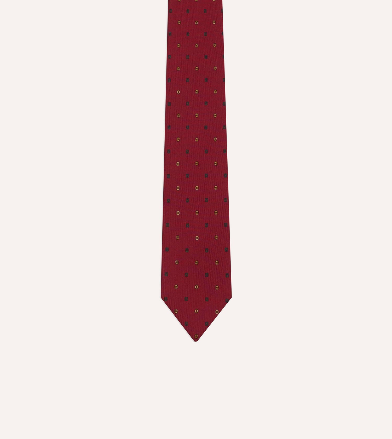Orange Flowers and Diamonds Print Silk Self Tipped Tie