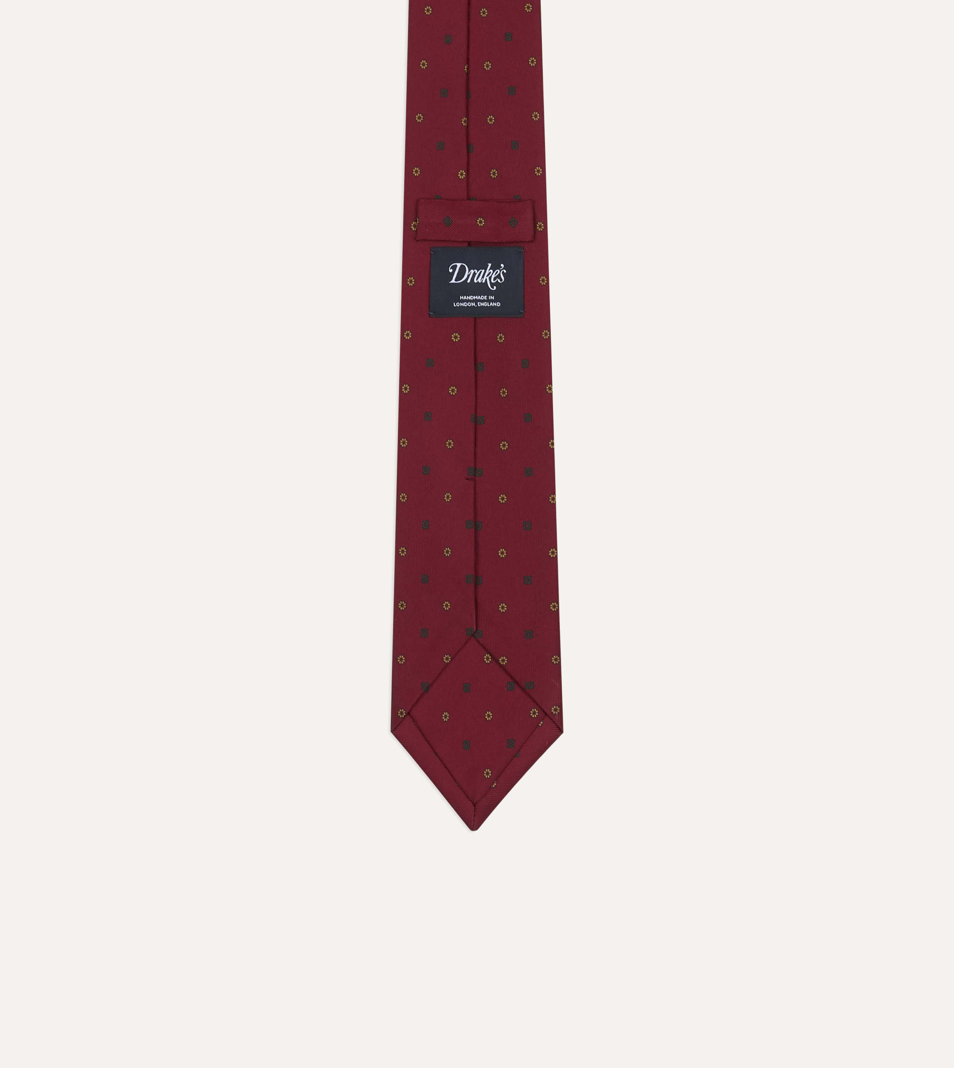 Orange Flowers and Diamonds Print Silk Self Tipped Tie