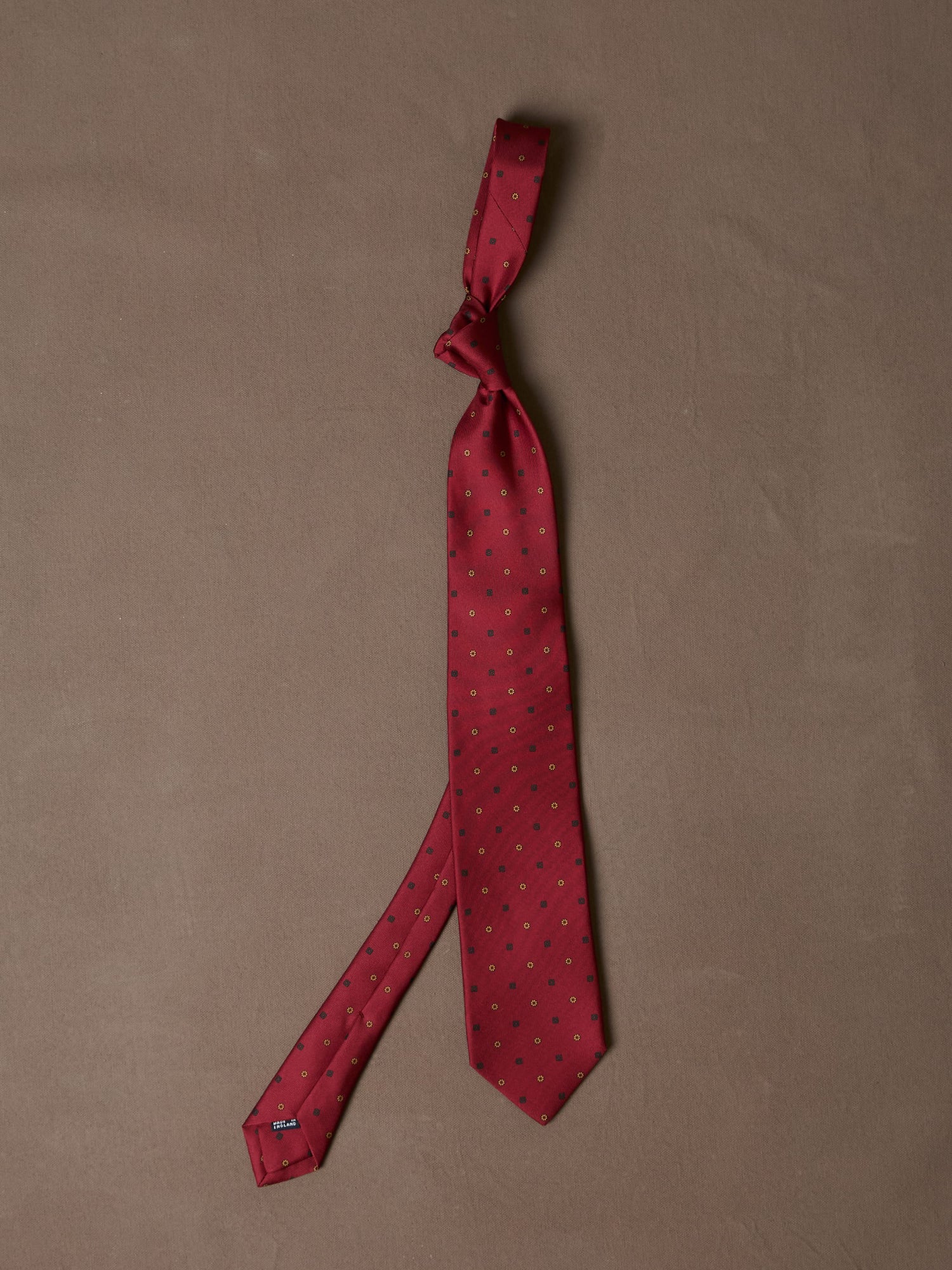 Orange Flowers and Diamonds Print Silk Self Tipped Tie