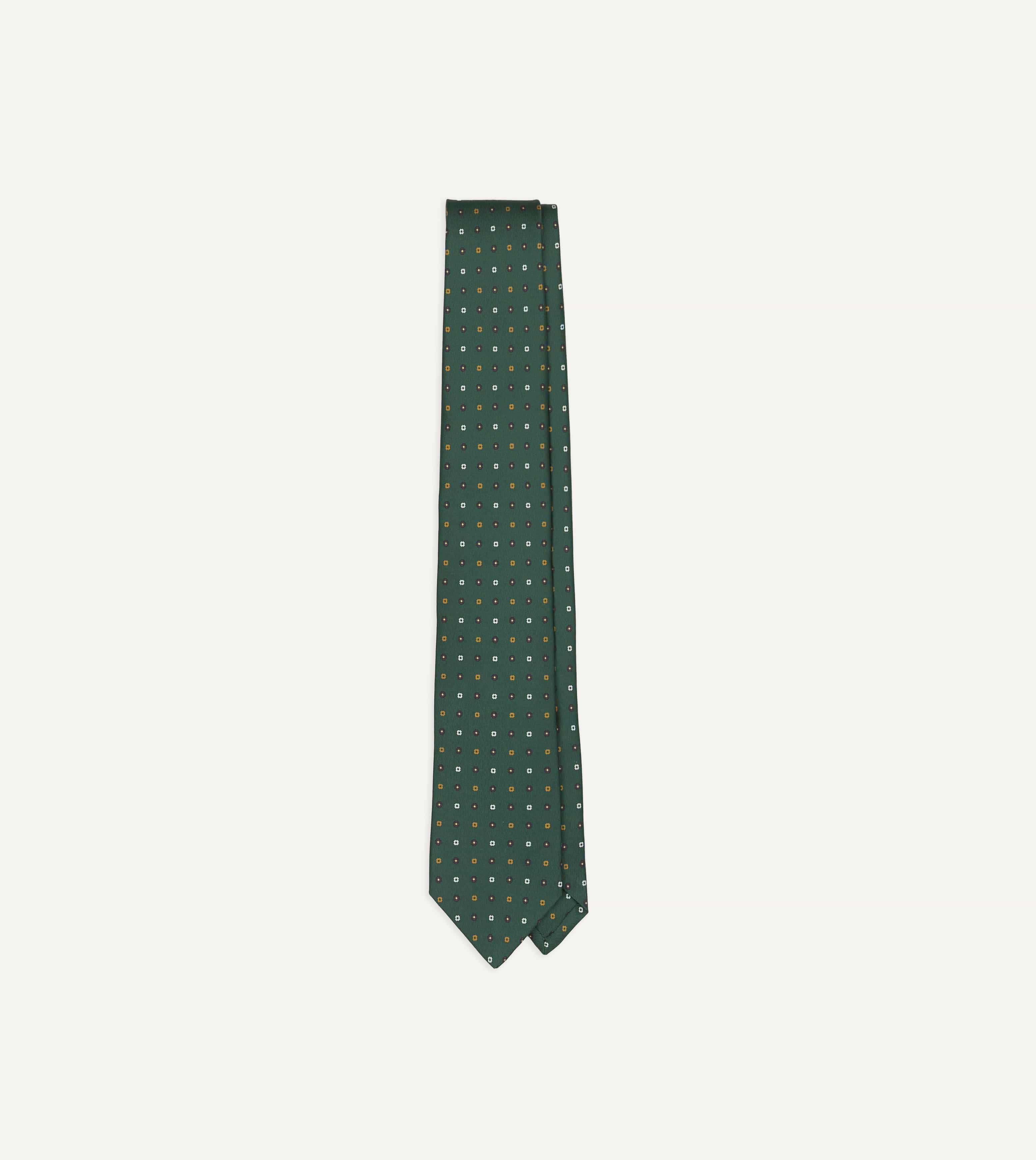 Drake’s for St. Regis Geometric Flower Print Silk Self-Tipped Tie