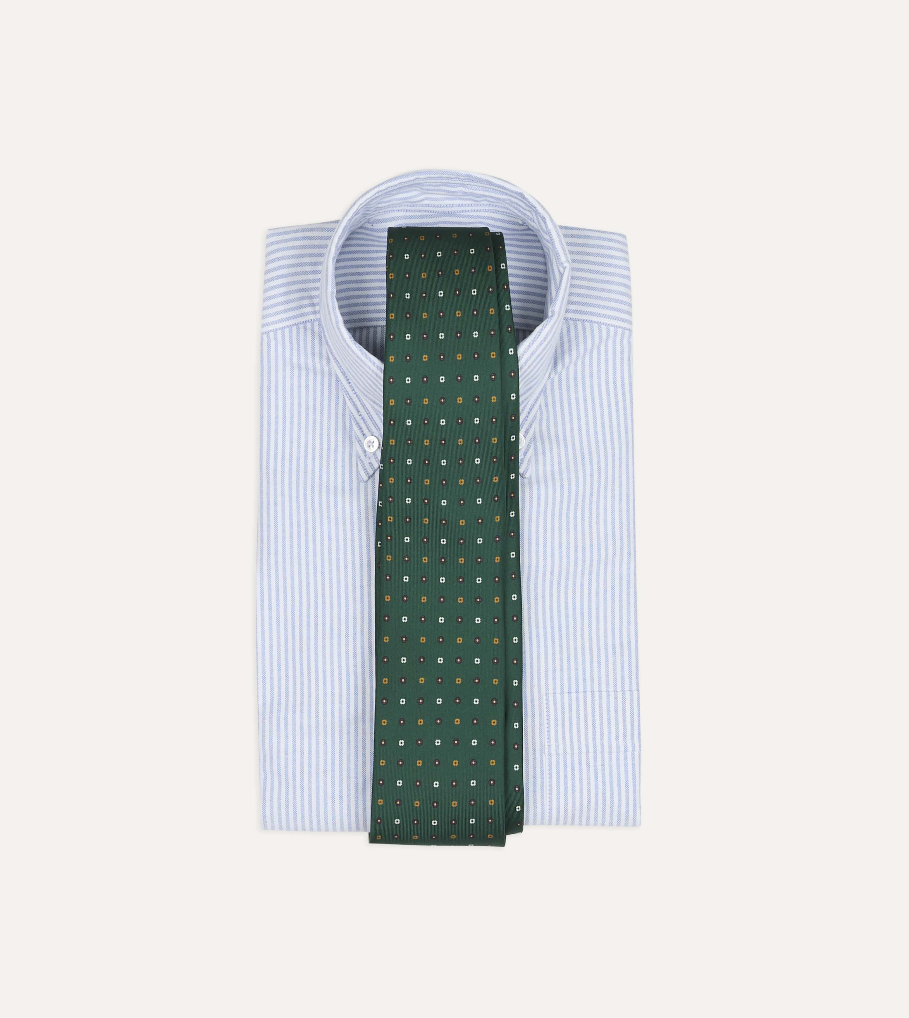 Drake's for St. Regis Geometric Flower Print Silk Self-Tipped Tie