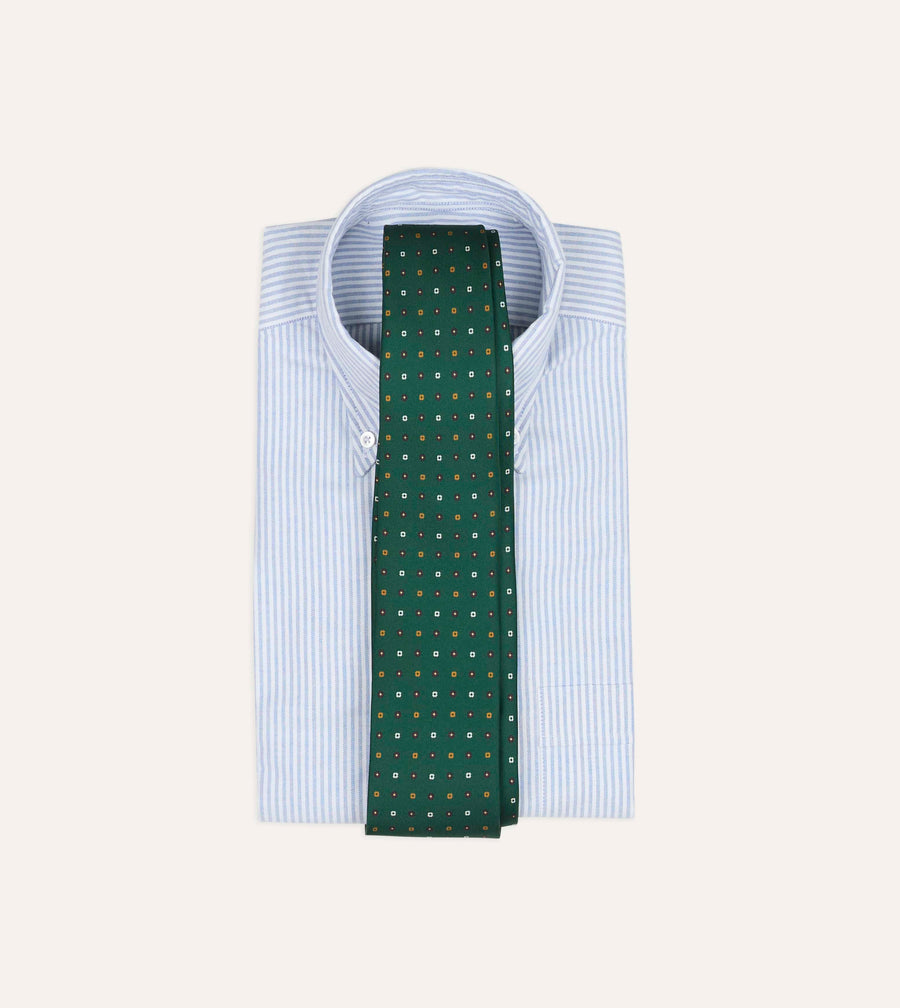 Drake’s for St. Regis Geometric Flower Print Silk Self-Tipped Tie