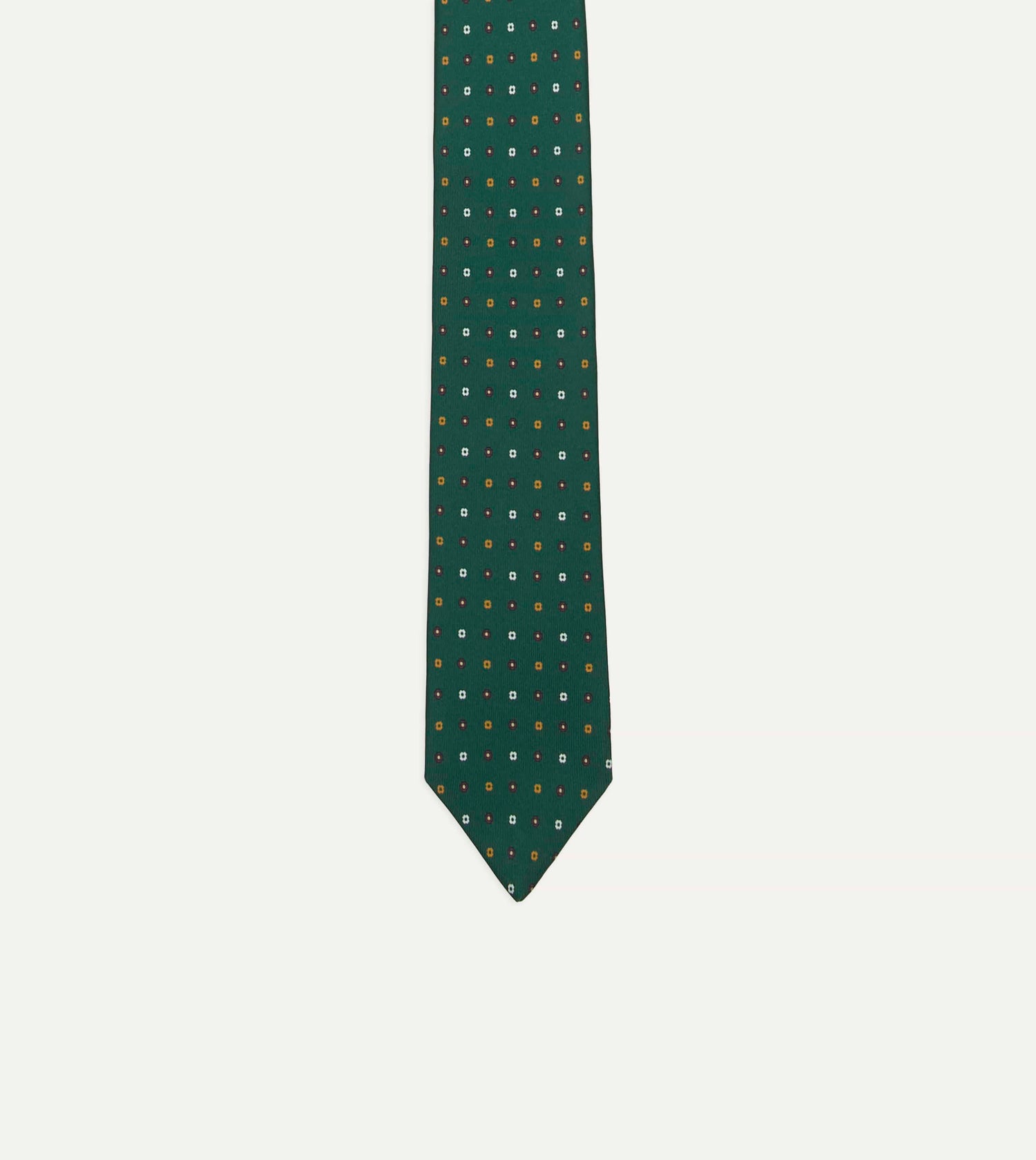 Drake’s for St. Regis Geometric Flower Print Silk Self-Tipped Tie