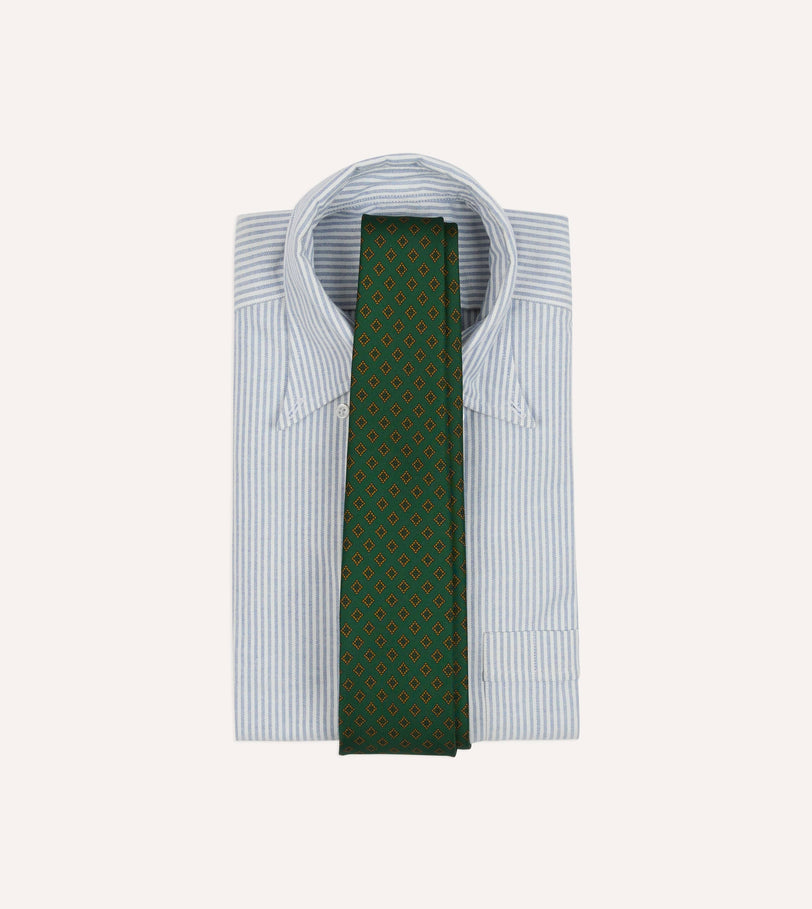 Green Diamond Medallion Self-Tipped Silk Tie