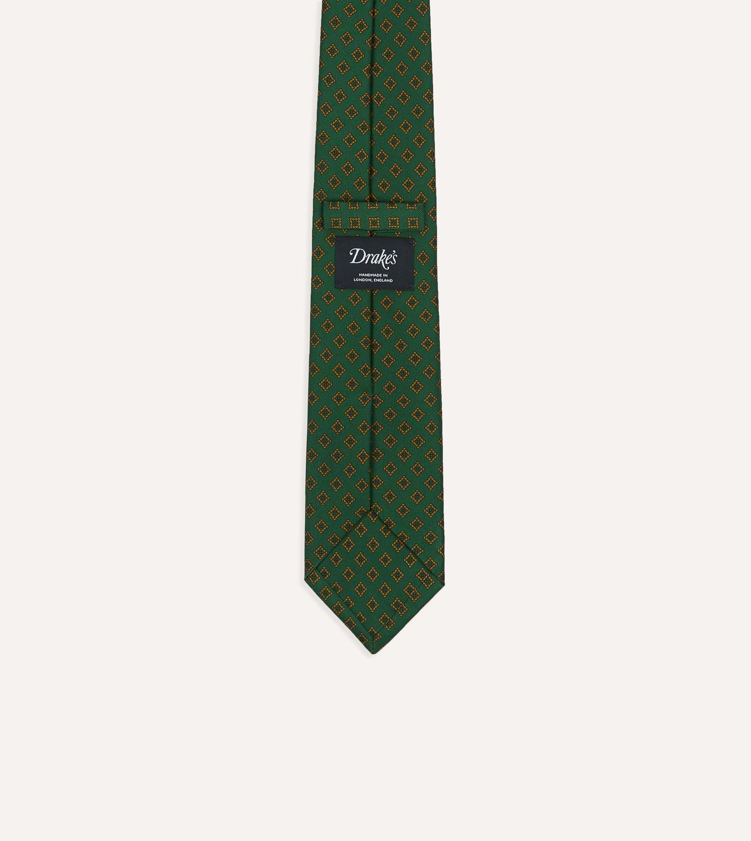 Green Diamond Medallion Self-Tipped Silk Tie