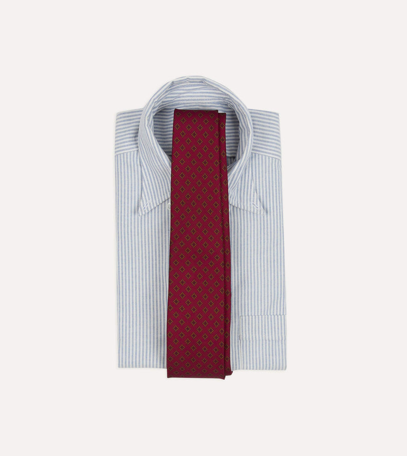 Magenta Diamond Medallion Self-Tipped Silk Tie