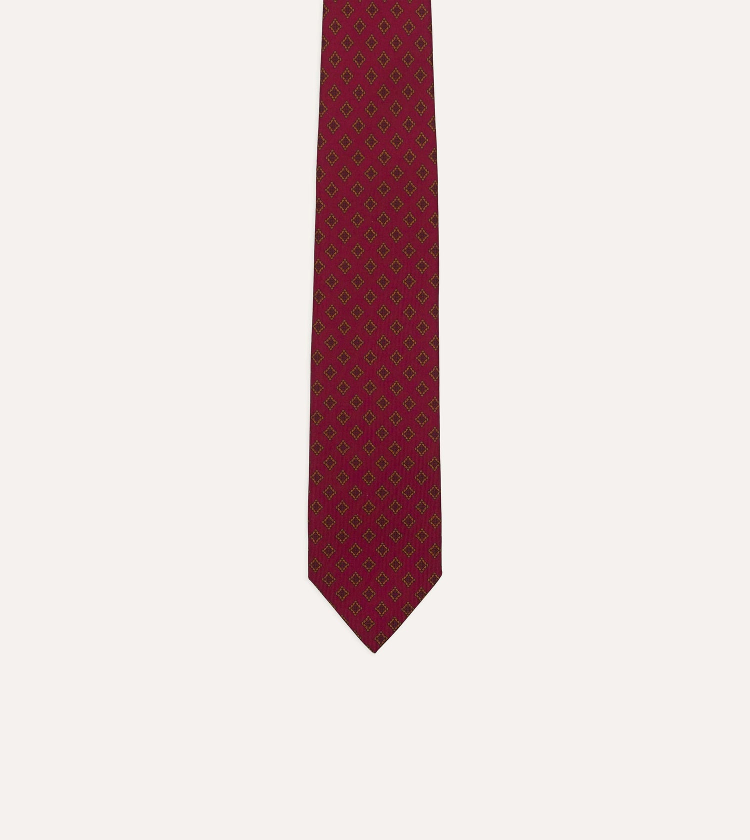 Magenta Diamond Medallion Self-Tipped Silk Tie