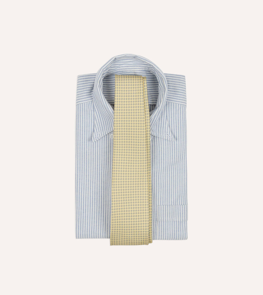 Yellow Mini Circle Print Silk Self-Tipped Tie