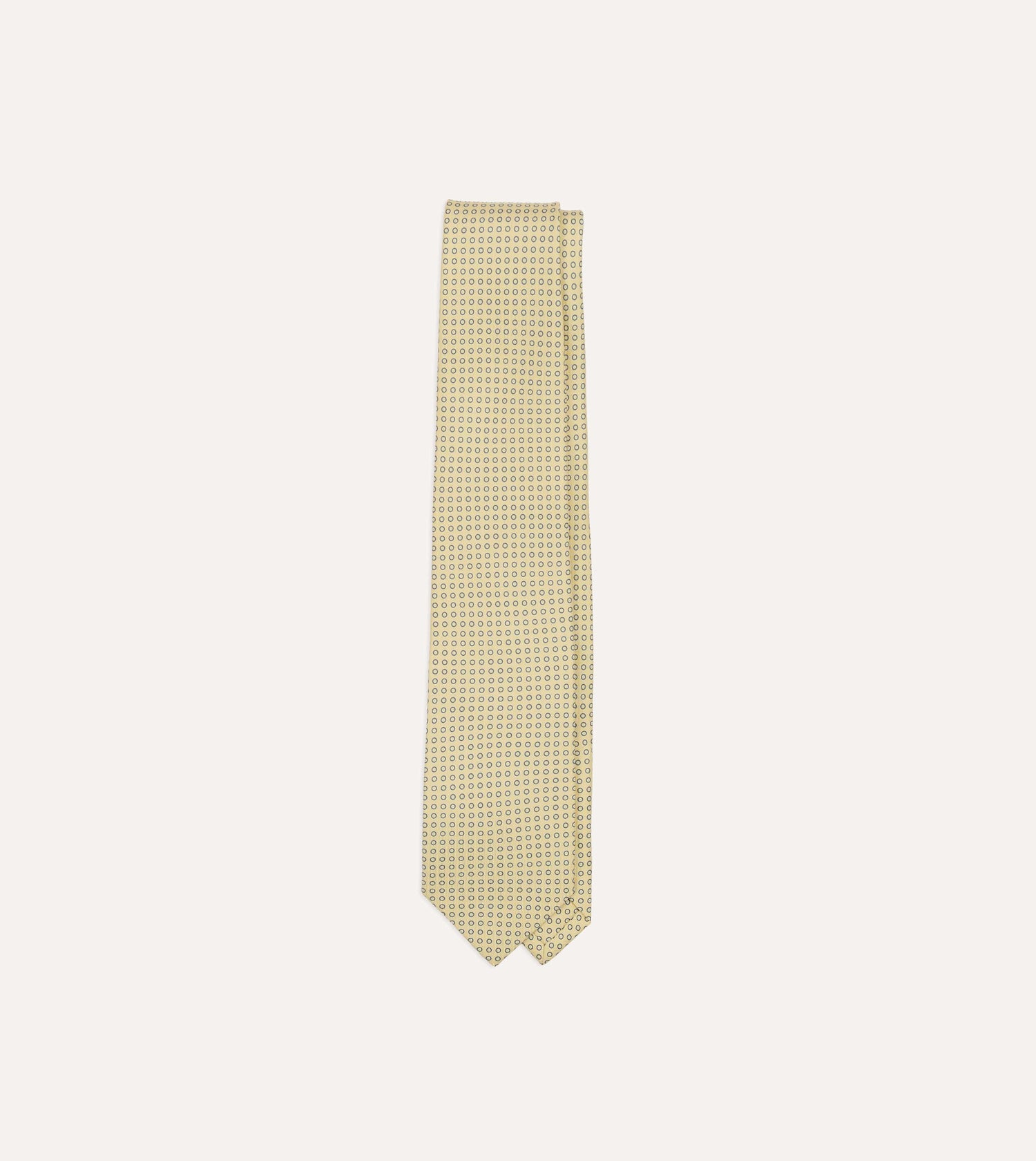 Yellow Mini Circle Print Silk Self-Tipped Tie