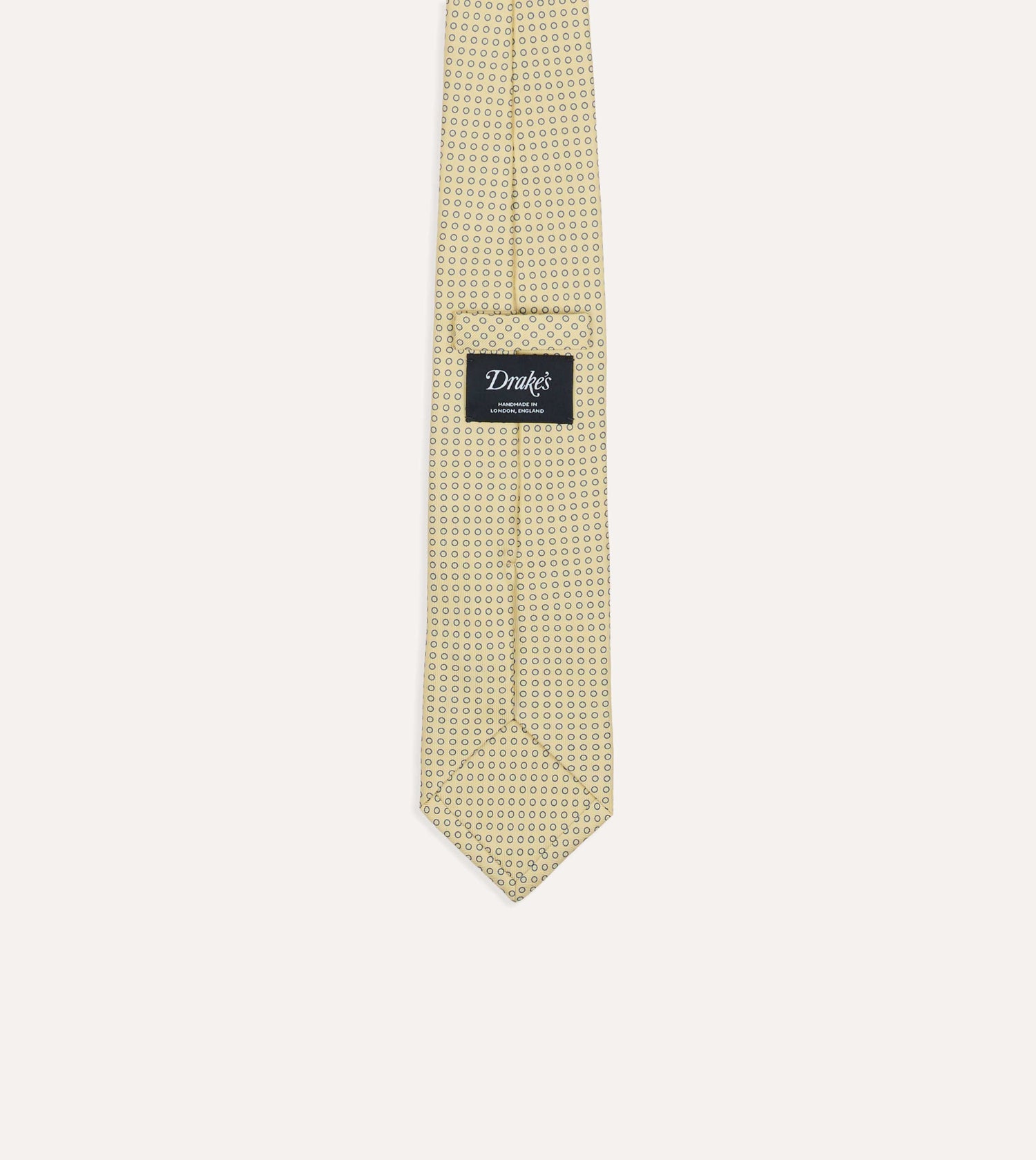 Yellow Mini Circle Print Silk Self-Tipped Tie
