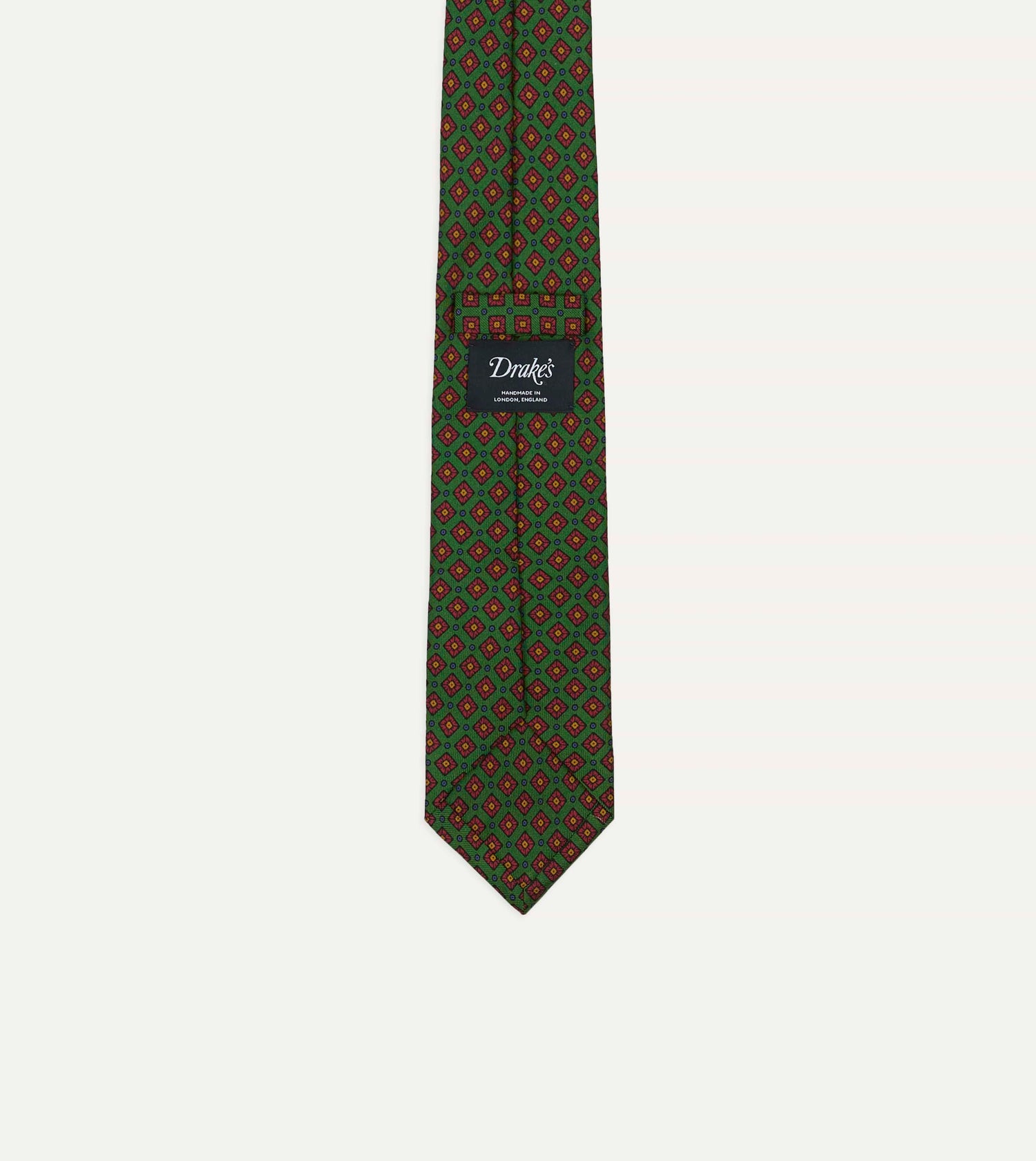 Green Mini Squares Tile Print Silk Self-Tipped Tie