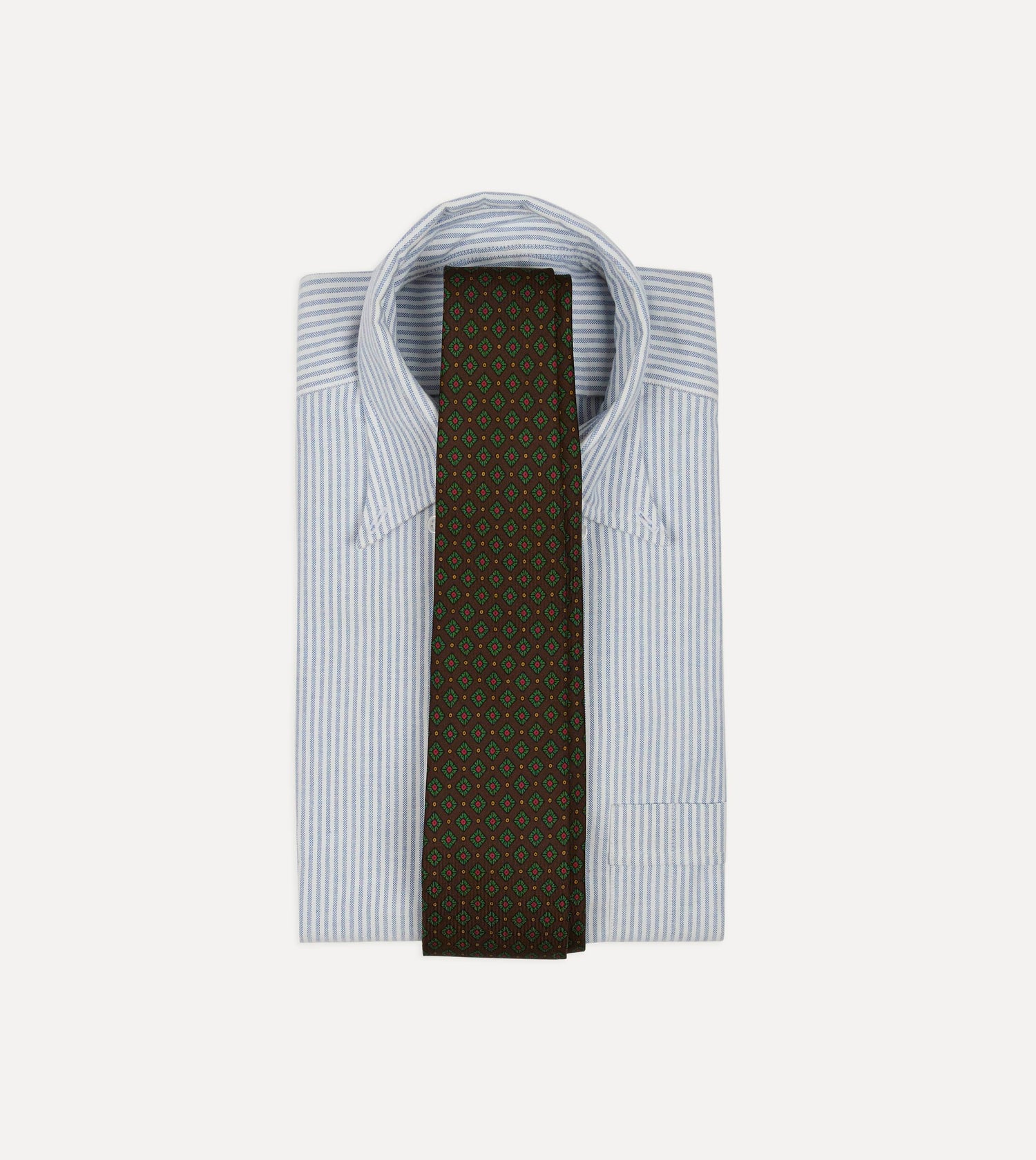 Brown Mini Squares Tile Print Silk Self-Tipped Tie