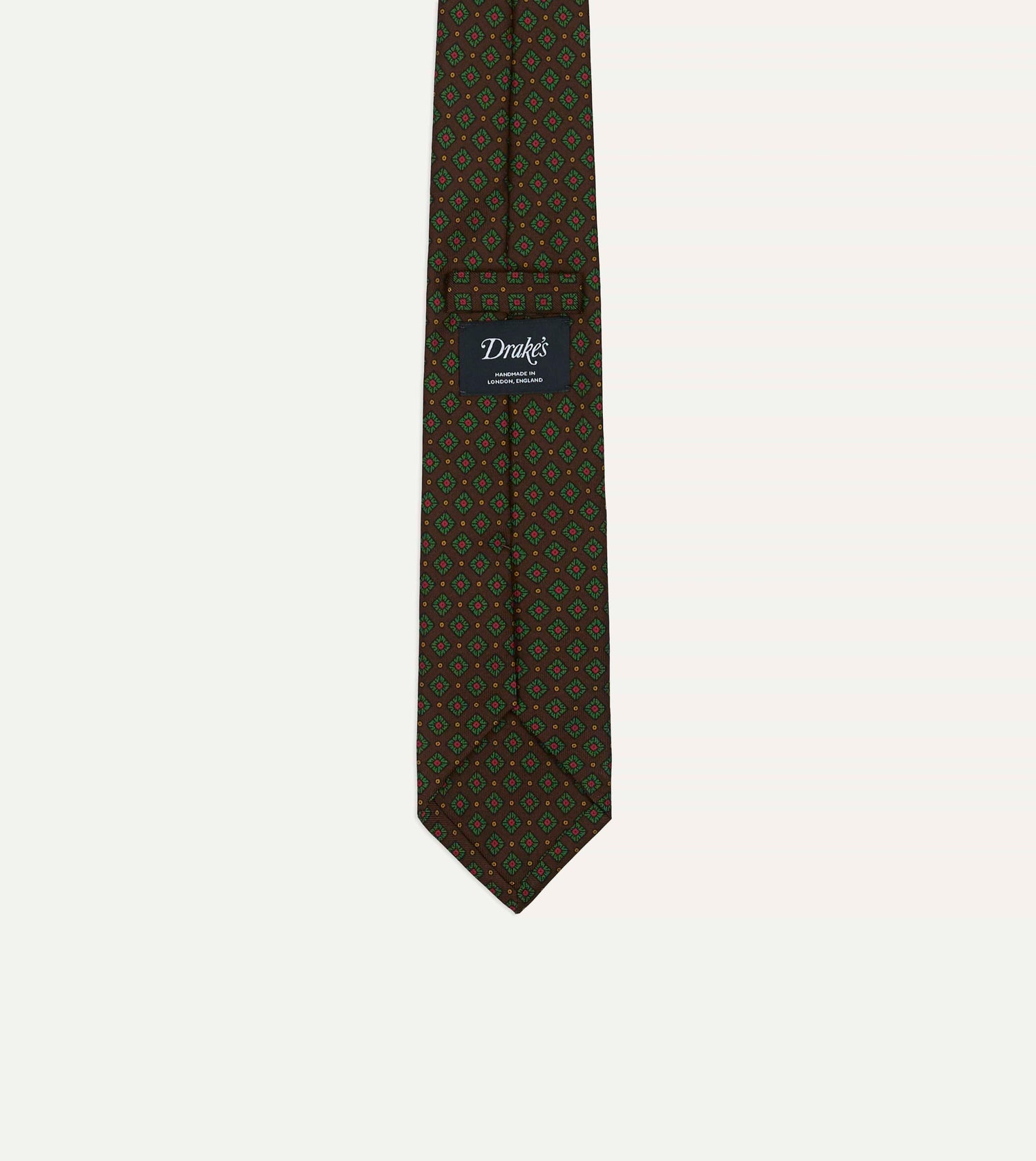 Brown Mini Squares Tile Print Silk Self-Tipped Tie